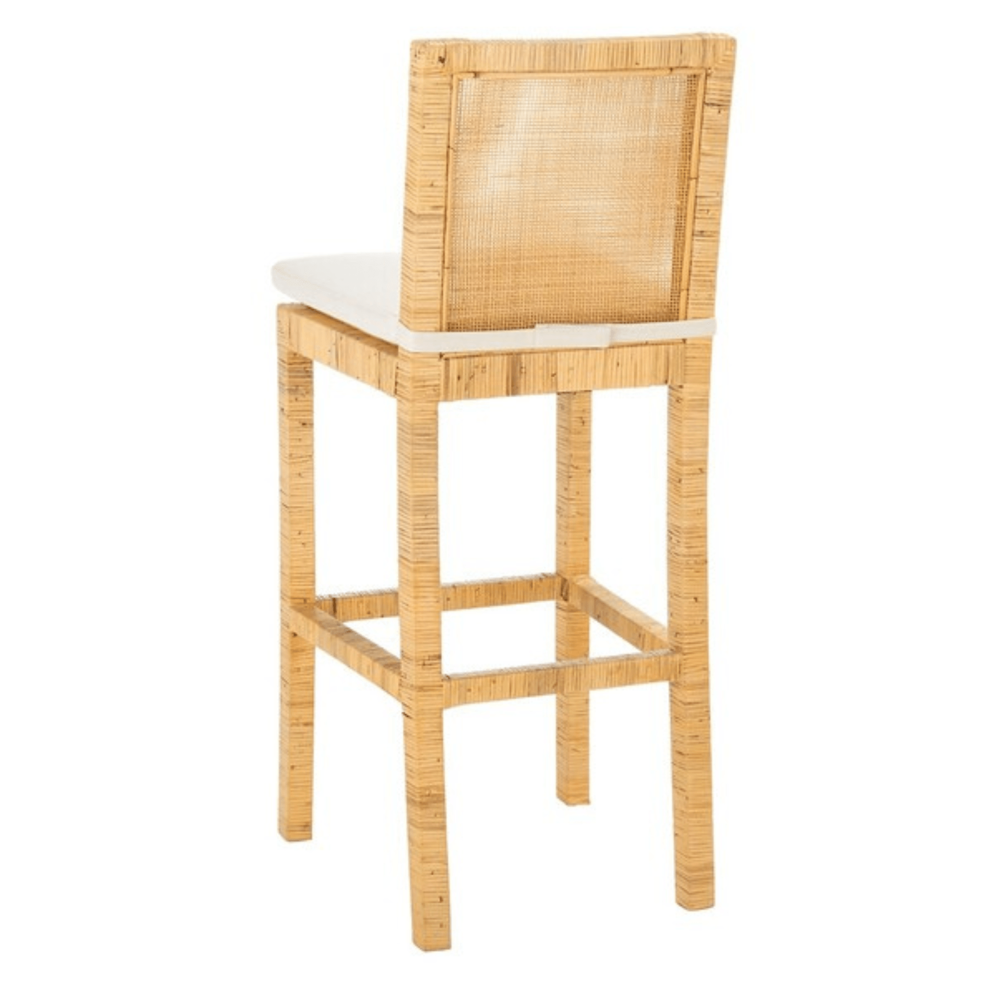Comfortable Cane Bar Stool with Soft Cushion - Rattan Counter Height Stool for Kitchen Island, Breakfast Nook & Home Bar - Stylish & Durable Seating for Indoor Use