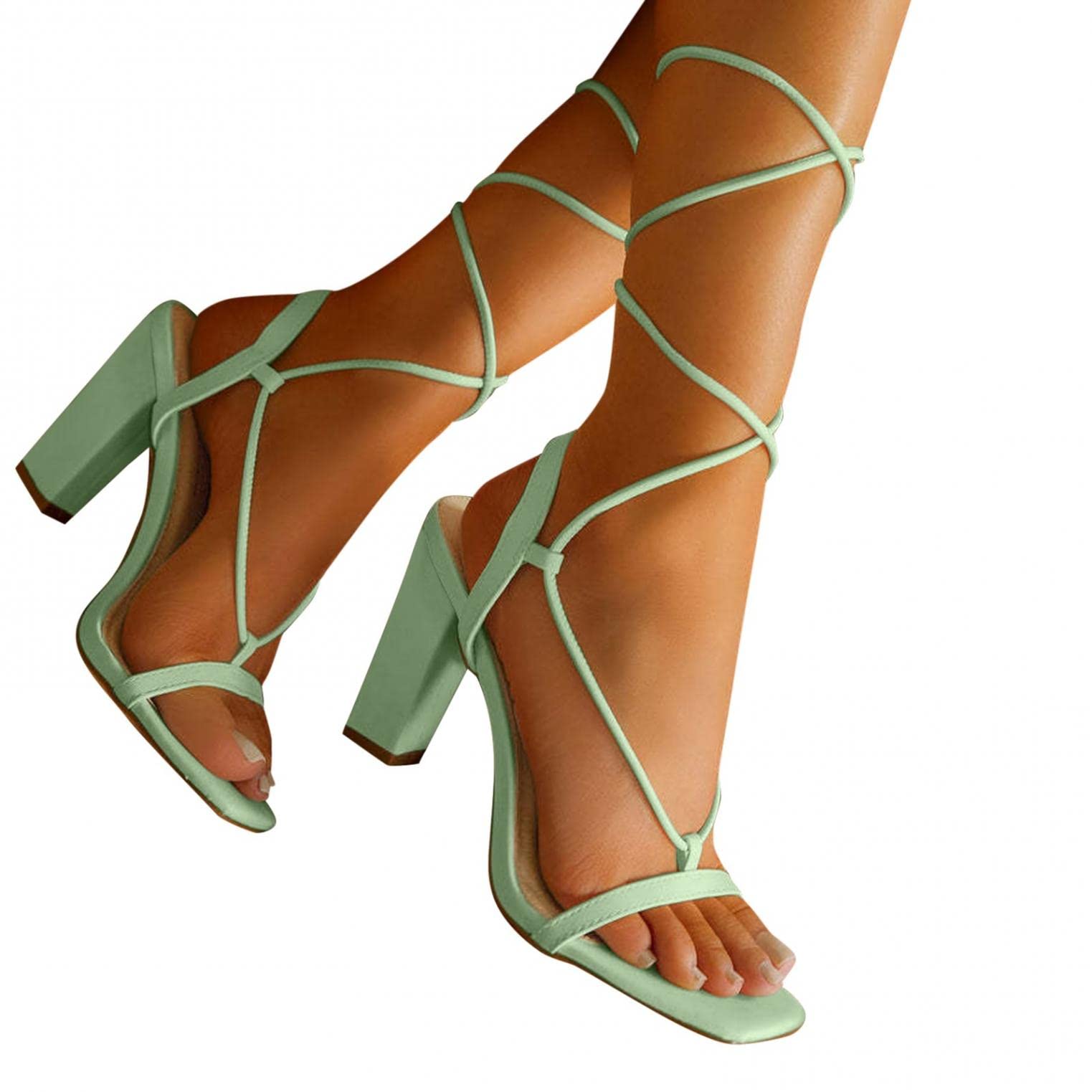 Women's Chunky Heel Sandals - Dressy Summer High Wedge Platform Sandals with Clear Strappy Design & Zipper Closure | Perfect for Weddings, Parties & Night Out