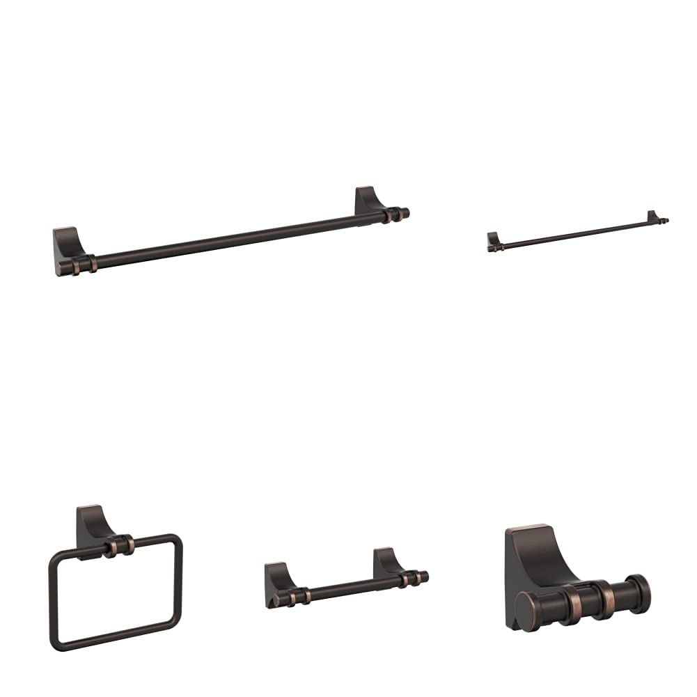 Amerock Davenport 5-Piece Bathroom Accessories Set in Oil Rubbed Bronze - Complete Bathroom Decor for Modern Homes