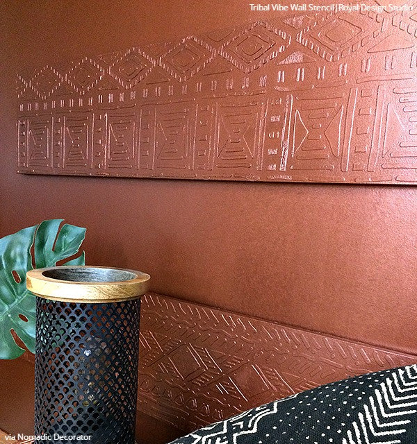 Tribal Vibe Allover Wall Stencil - DIY Home Decor Stencil for Bohemian, Ethnic, and Geometric Wall Painting - Perfect for Living Rooms, Bedrooms, and Accent Walls