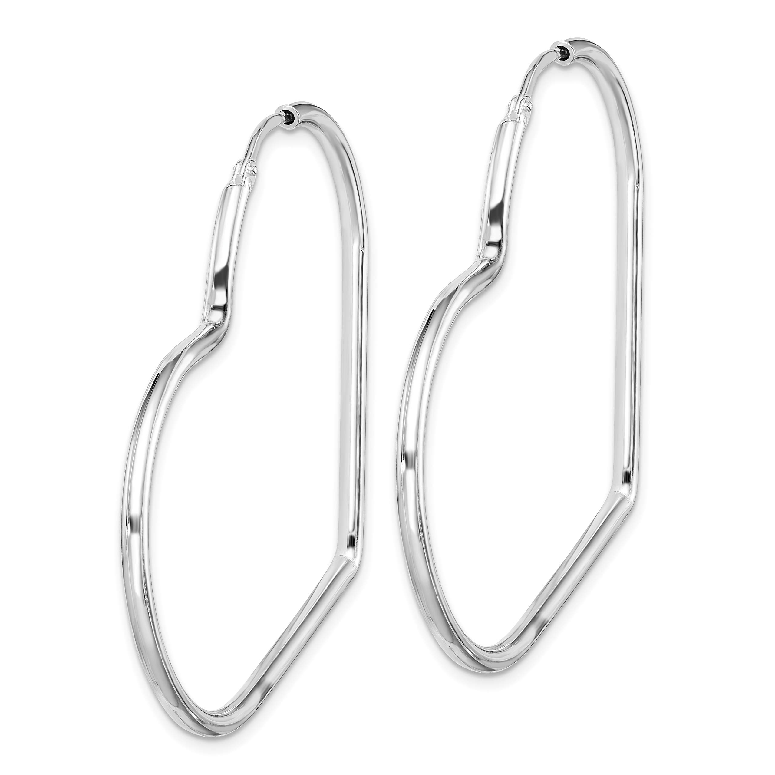 925 Sterling Silver 2mm Heart Love Round Extra Large Hoop Earrings for Women - Elegant Valentine's Day Gift, Anniversary Present, Romantic Date Night Jewelry