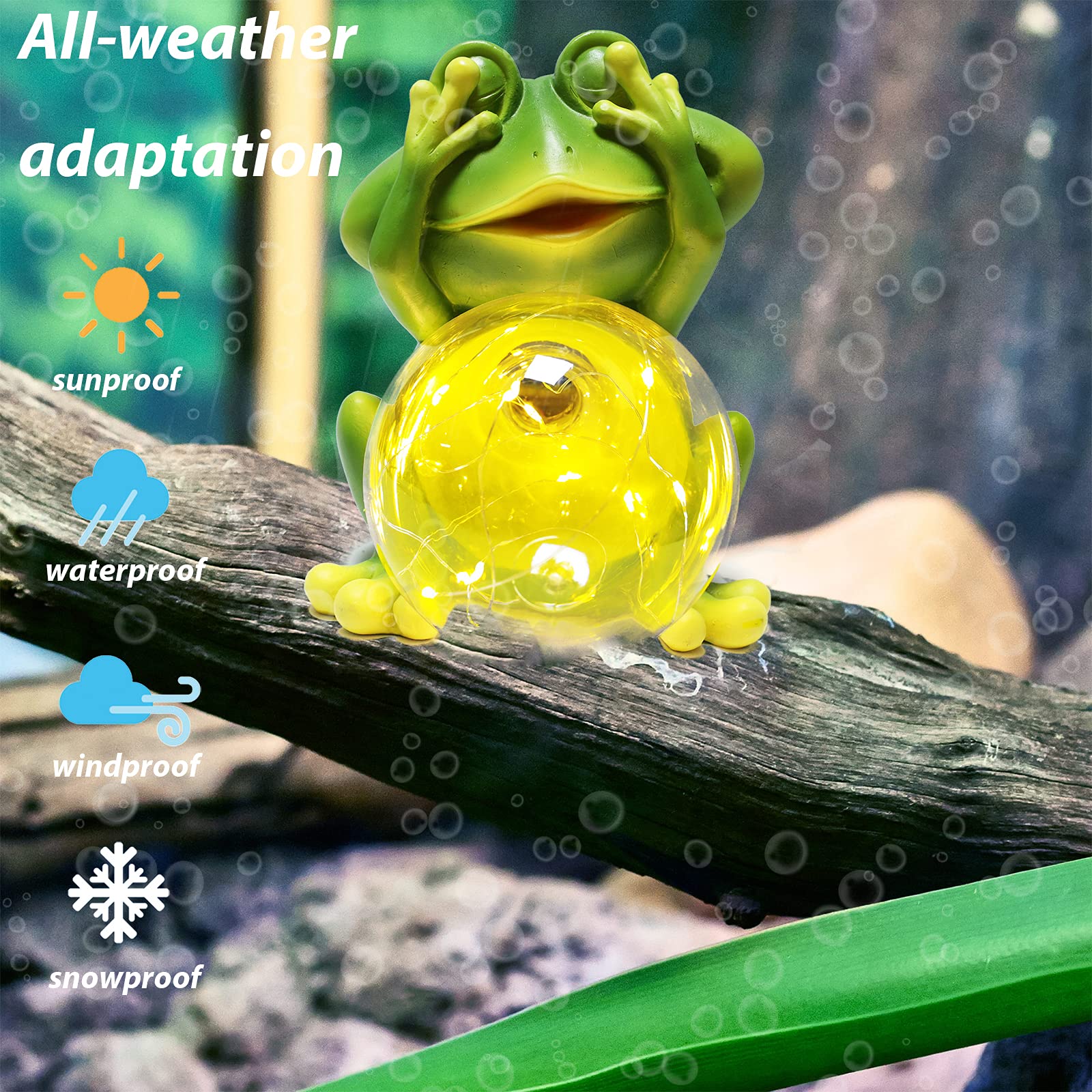 Solar-Powered Garden Frog Decor Figurines - Waterproof Outdoor Statue for Patio, Yard & Lawn - Cute Solar Lights for Nighttime Decoration - Perfect for Garden, Pathway & Landscape Lighting (1 Pack)