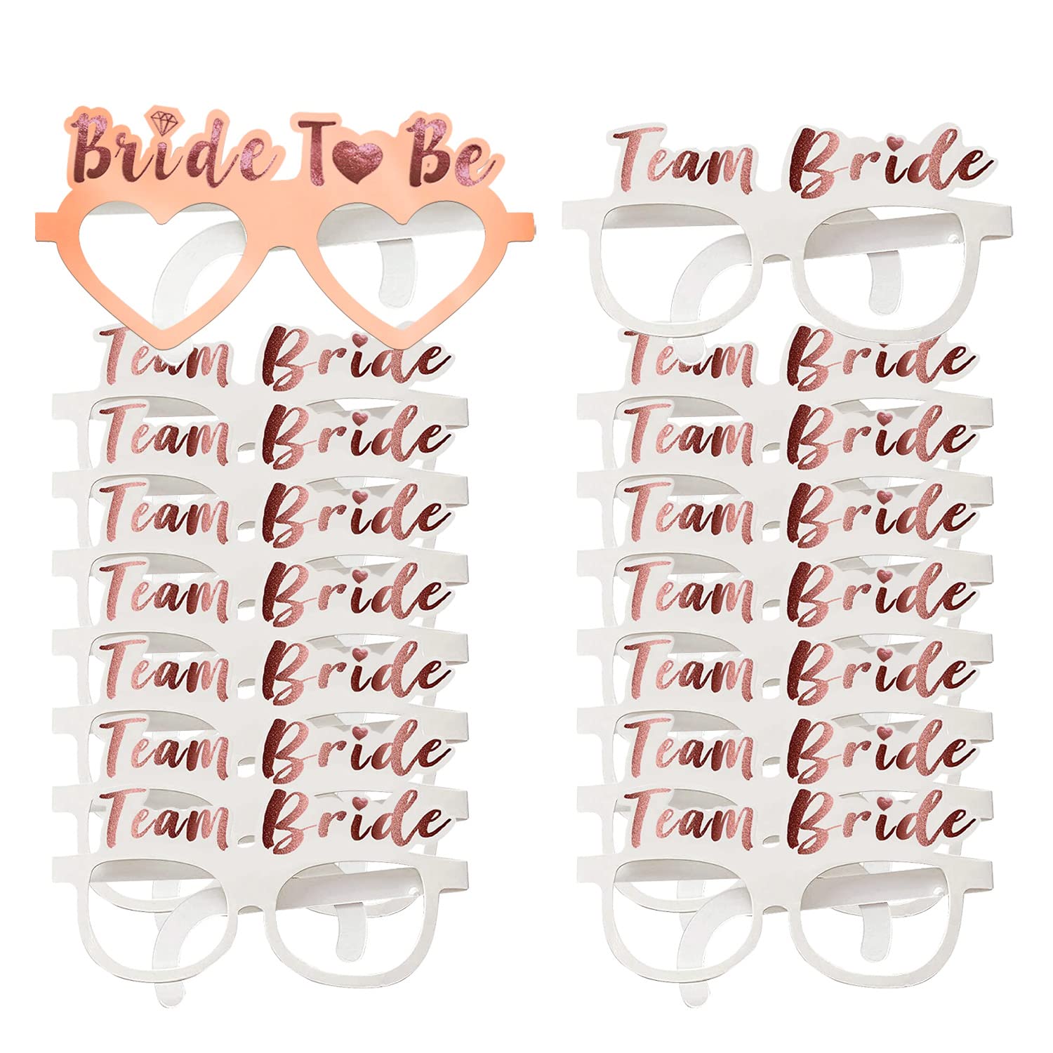 16 Pack Hen Party Glasses - 15 White Team Bride Glasses & 1 Rose Gold Bride to Be Glass | Bachelorette Party Favors, Bridal Shower Accessories for Wedding Celebrations & Girls Night Out