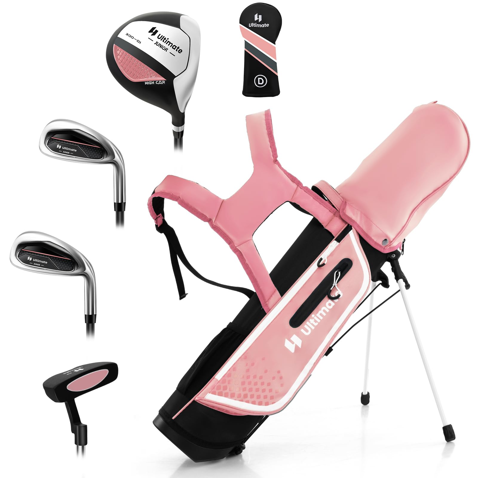 GYMAX Kids Golf Club Set - Right Handed Junior Golf Clubs for Boys & Girls Ages 3-12 | Includes 4/6 Golf Clubs & Stand Bag | Perfect for Backyard Practice, Driving Range & Junior Golf Tournaments