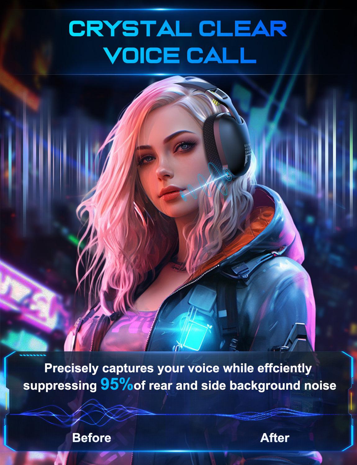 ONIKUMA B2 Wireless Gaming Headset - Bluetooth 2.4G/3.5mm Wired Triple Mode Lightweight Over-Ear Headphones with Mic for PC, PS5, Xbox, Mobile Gaming & Online Meetings
