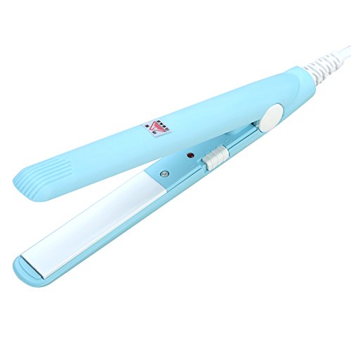 2 in 1 Hair Straightener & Curler - Professional Mini Flat Iron with Ceramic Tourmaline Plates for All Hair Types & Lengths (Sky Blue) - Perfect for Travel, Home Use & Salon Styling