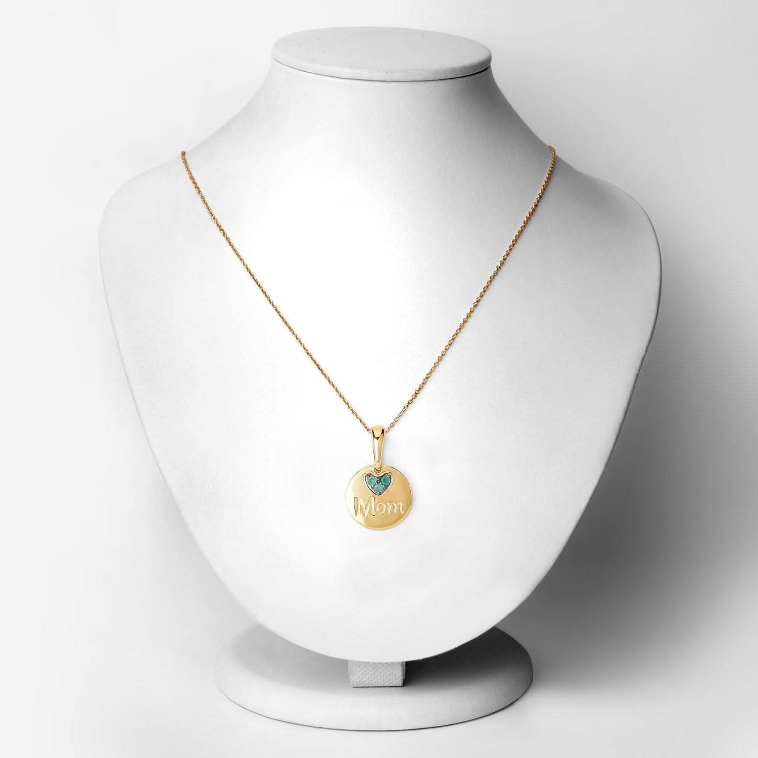 Genuine Emerald Heart Pendant Necklace for Mom - Sterling Silver Jewelry Gift for Mother's Day, Birthday & Anniversary