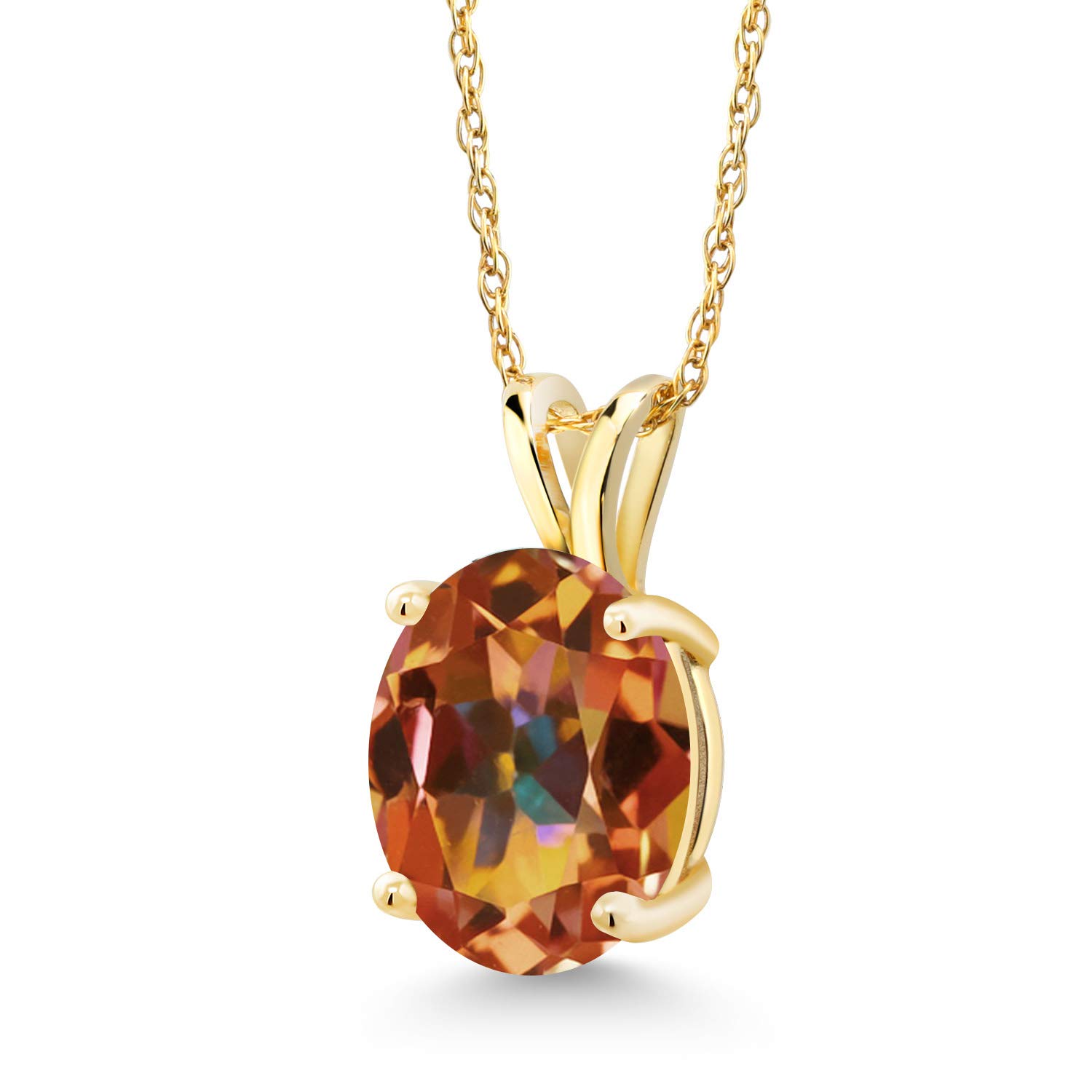 14K Yellow Gold 10X8MM Oval Birthstone Pendant Necklace for Women | 18 Inch Chain | Fine Jewelry Gift for Mom, Wife & Her | Perfect for Birthdays, Anniversaries & Special Occasions | Gem Stone King
