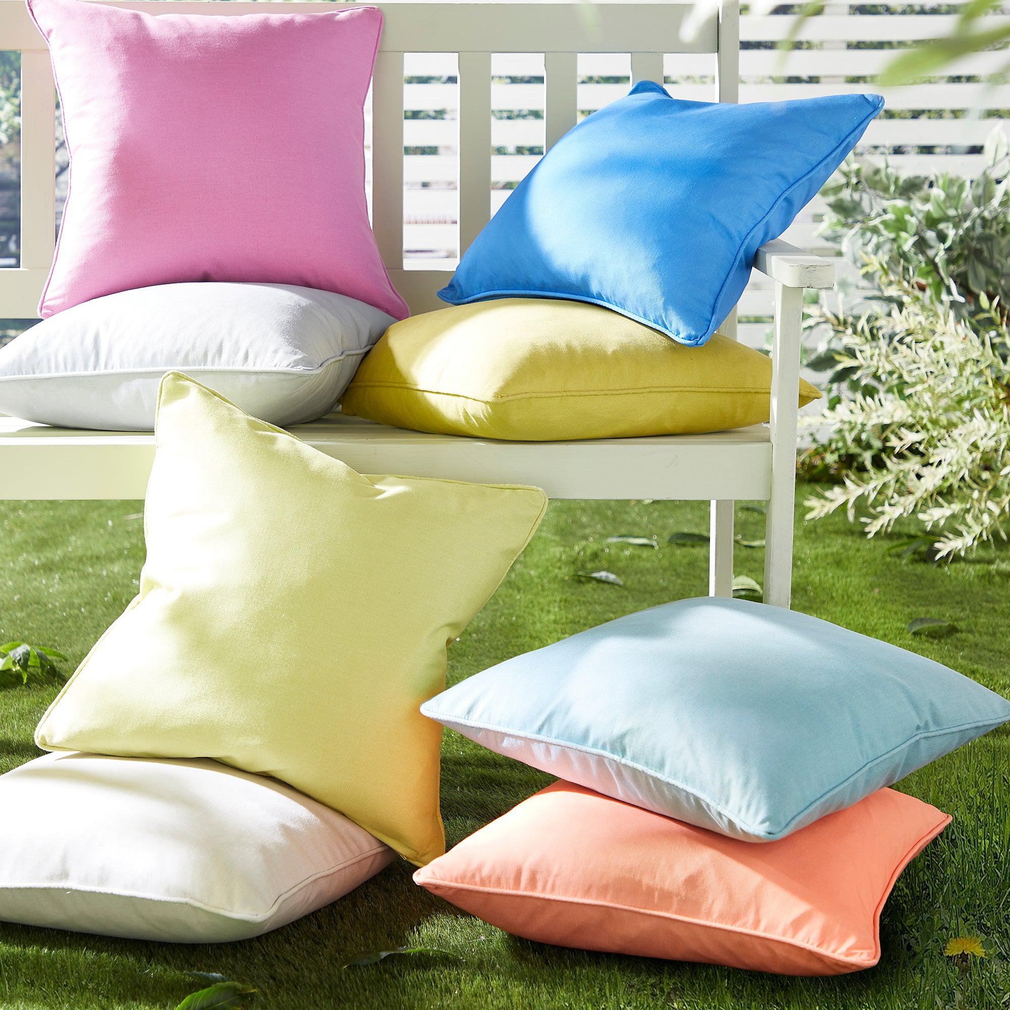 Premium Outdoor Cushion - Silver Waterproof Patio Seat Cushion for Garden, Poolside & Deck Furniture - Fusion Plain Dye Design