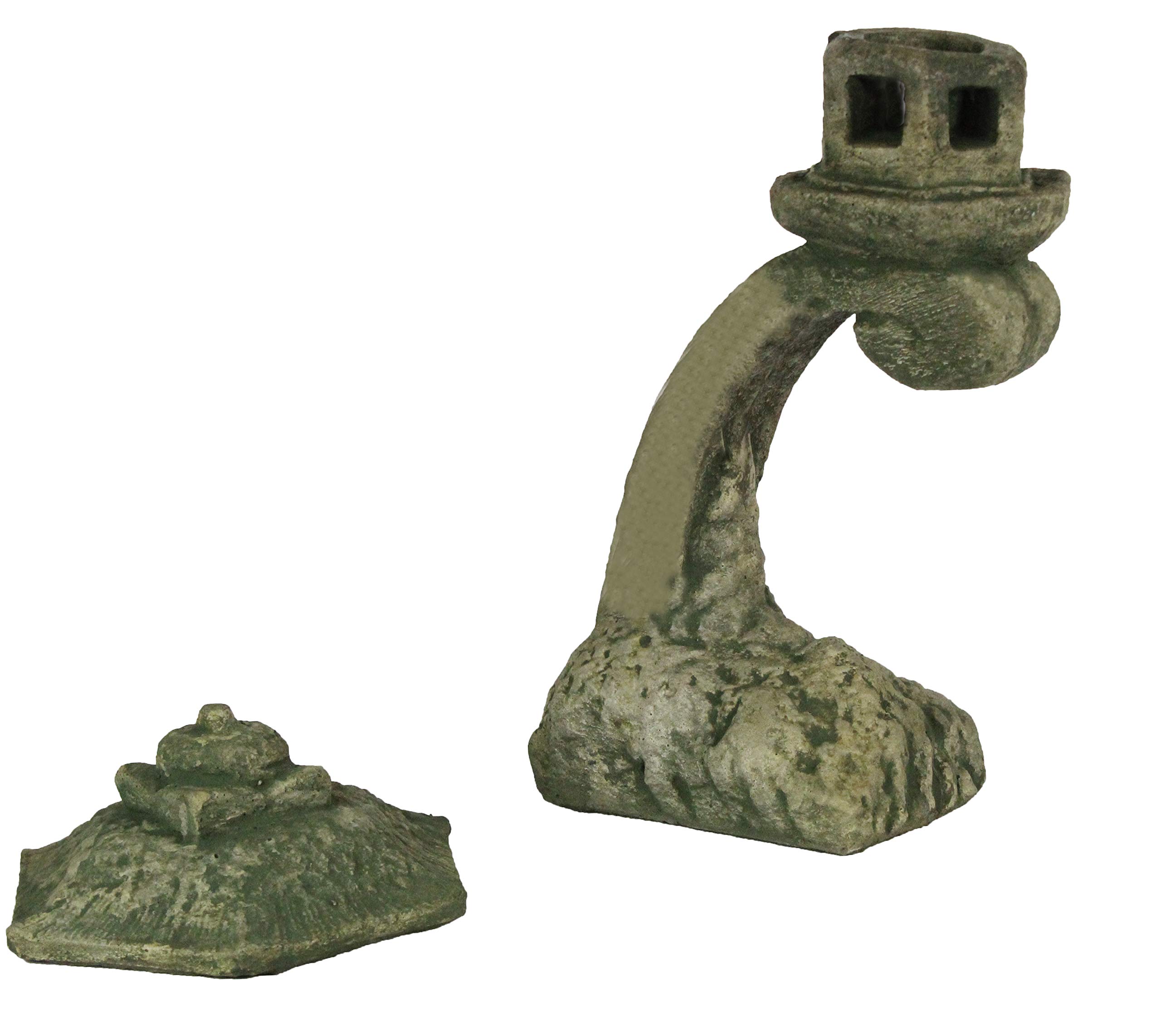 Handmade Curved Pagoda Cement Lantern - Asian Inspired Garden Decor for Outdoor Pathways, Patio & Zen Landscaping