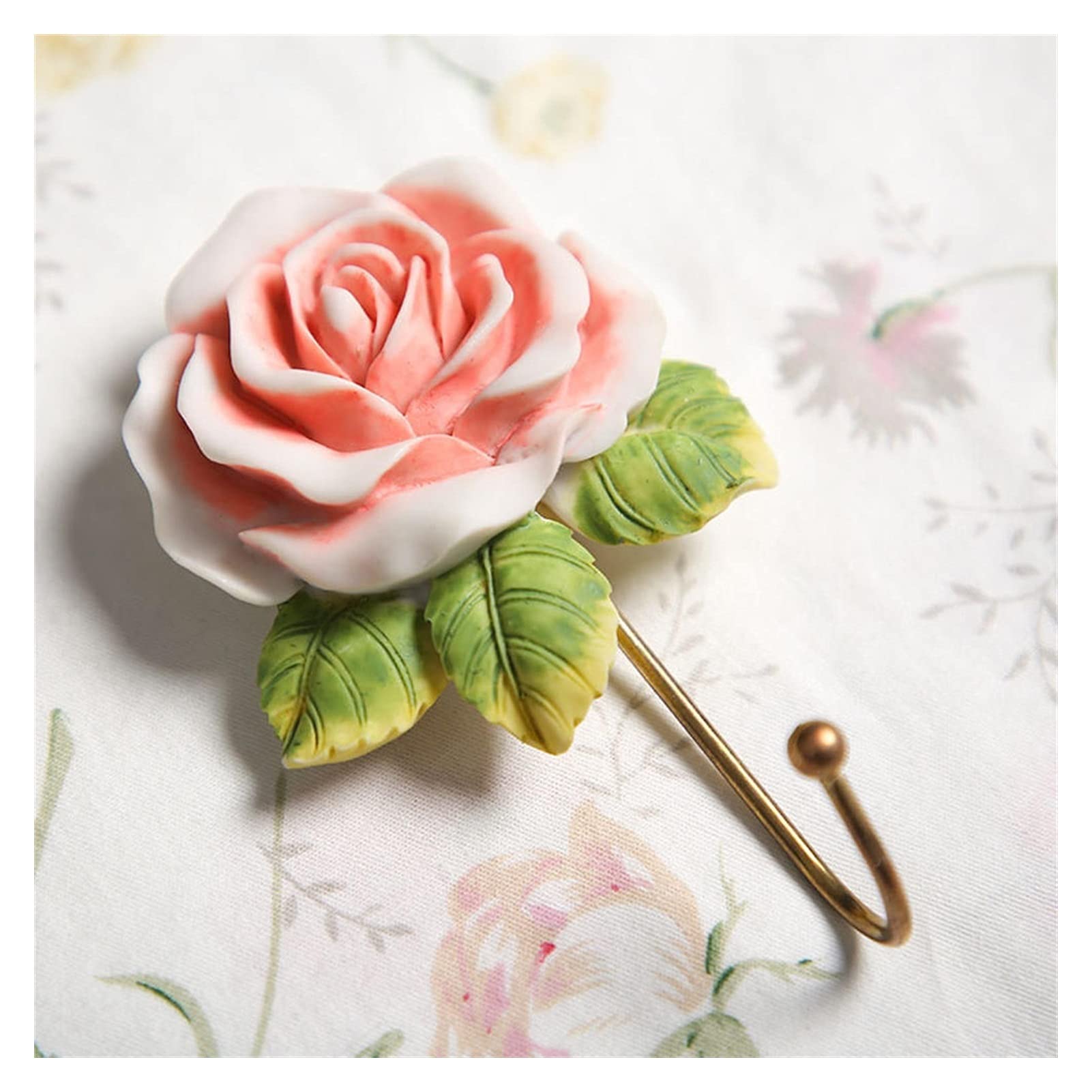 Elegant Resin Rose Flower Wall Hooks - Decorative Wall Mounted Coat Rack for Coats, Towels, Keys & Hats | Pink Home Decor for Entryway, Bedroom & Bathroom Organization