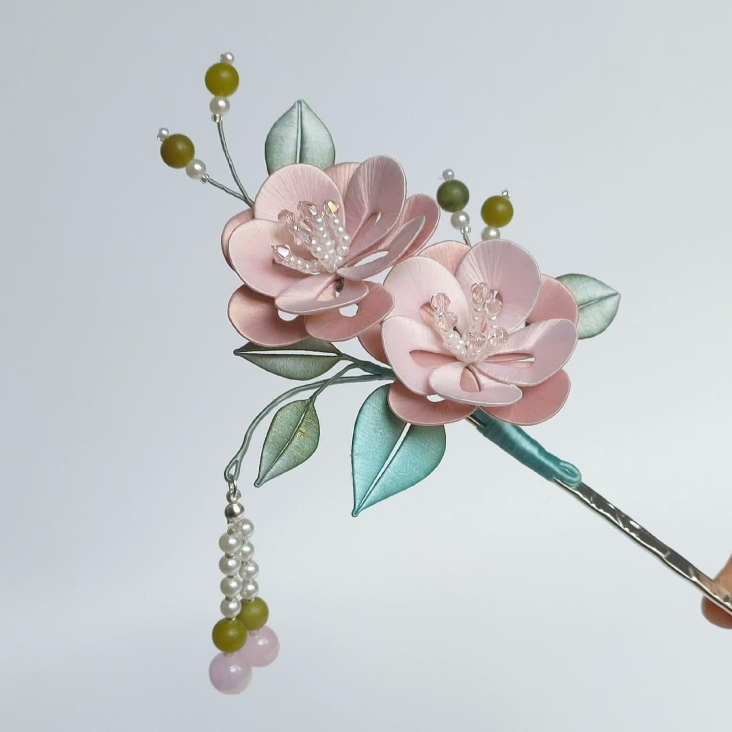 Elegant Pink Silk Flower Hairpin - Handmade Bespoke Hair Accessory for Women | Perfect for Weddings, Parties & Everyday Wear
