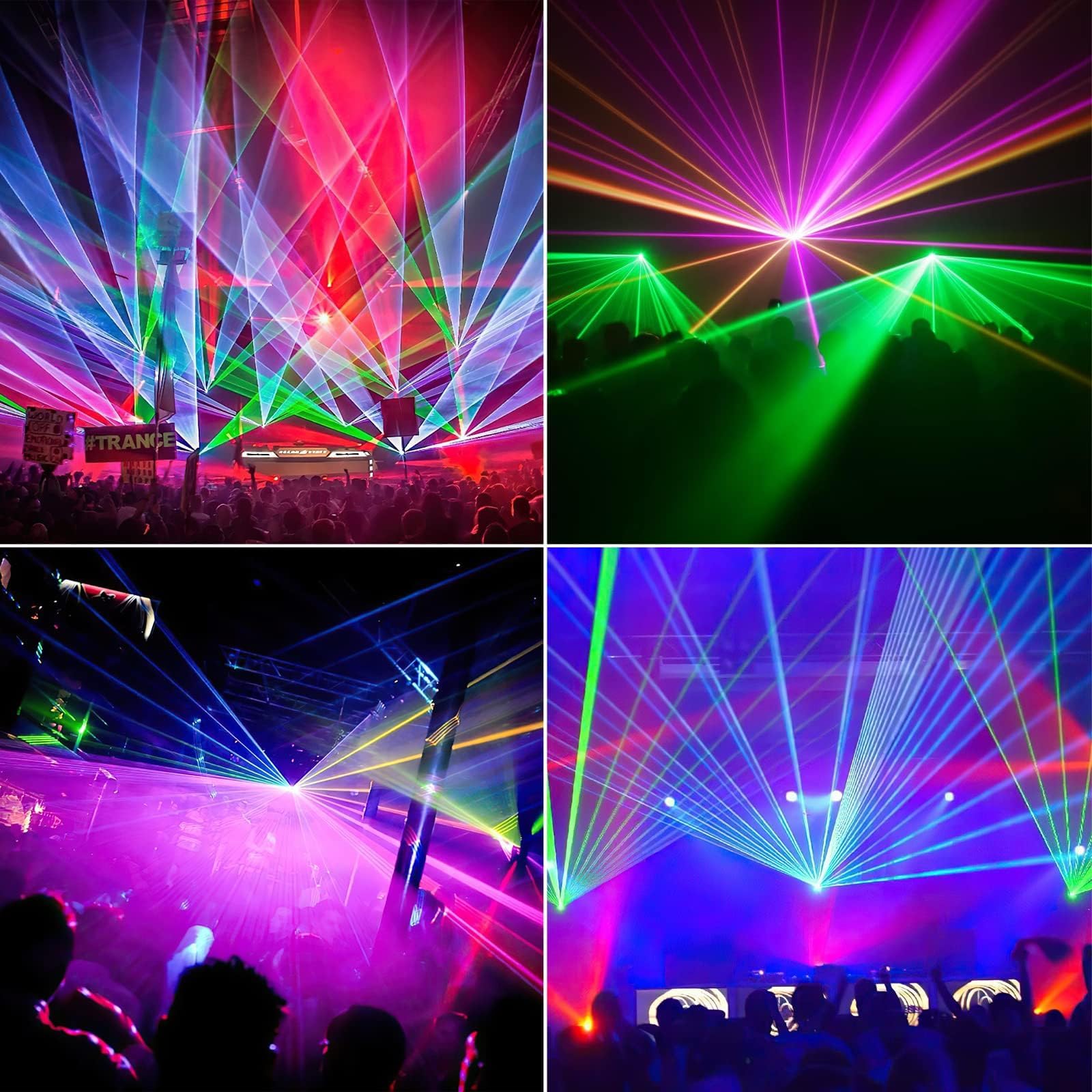 U`King Stage Laser Light DJ Light - 5 Beam RGBYC LED Sound Activated Party Lights with Remote & DMX Control for DJ, Dancing, Birthday, Bar, Pub & Stage Lighting (2PCS) - Perfect for Nightclubs, Concerts, Weddings & Home Parties