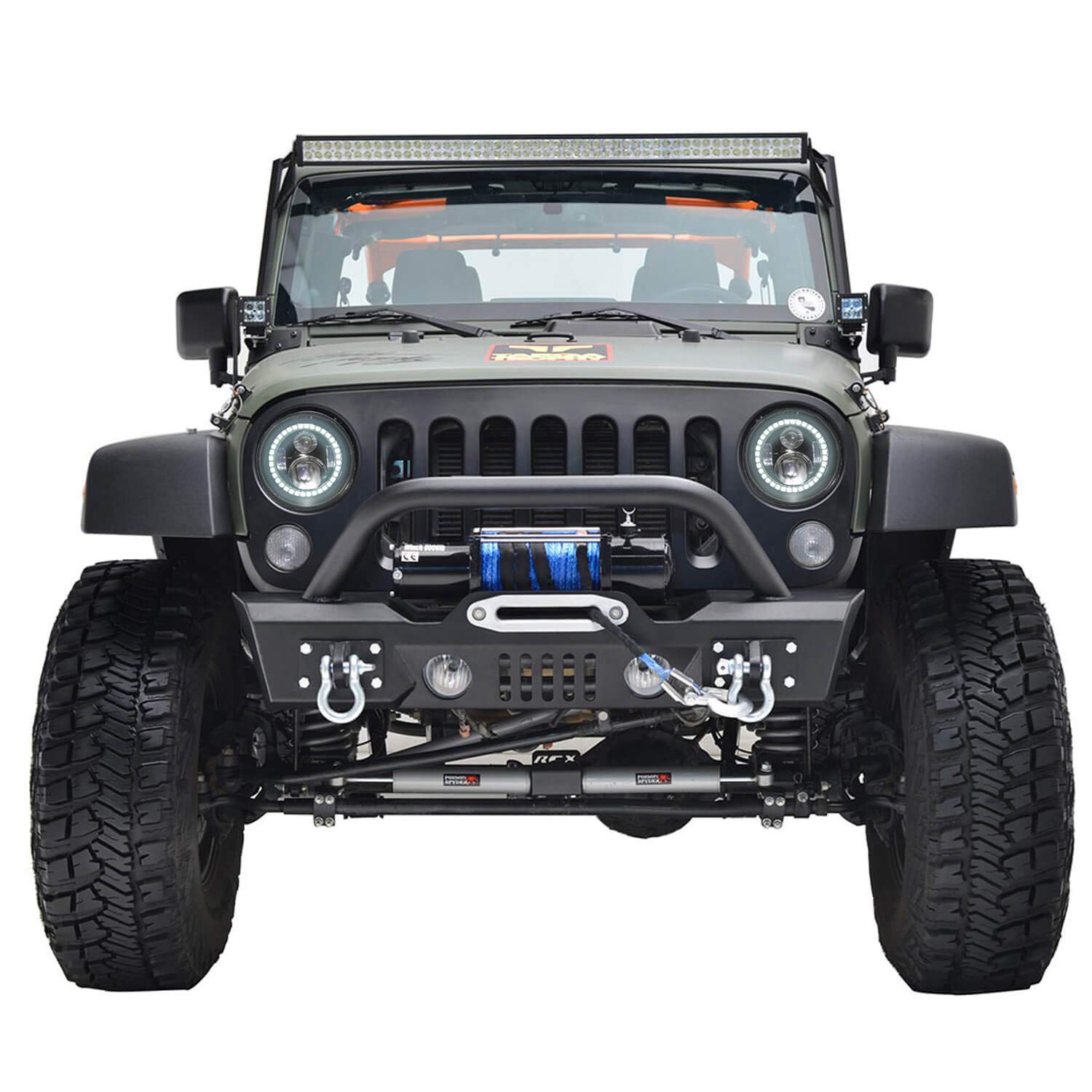 Flashtech LED RGB Multi-Color Halo Ring Headlight Kit with Bluetooth RF Remote & App Control - Compatible with Jeep Wrangler 2007-2017 | Off-Road Lighting for Night Driving & Custom Car Styling