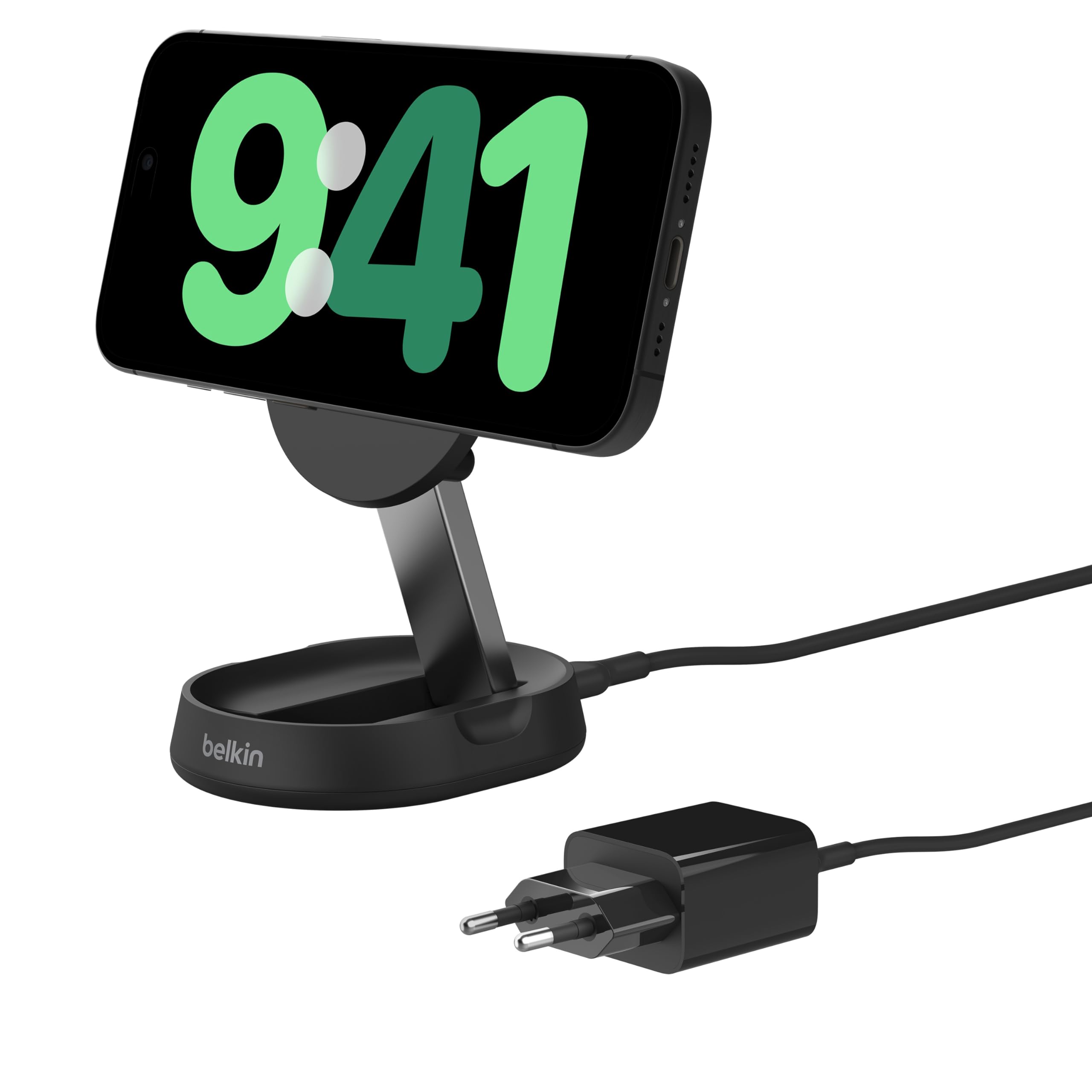Belkin BoostCharge Pro Foldable Qi2 15W Magnetic Wireless Charger | MagSafe Compatible Fast Charging Pad for iPhone 15/14/13 Series & AirPods | Includes 20W AC Adapter | Perfect for Home, Office & Travel (Black)
