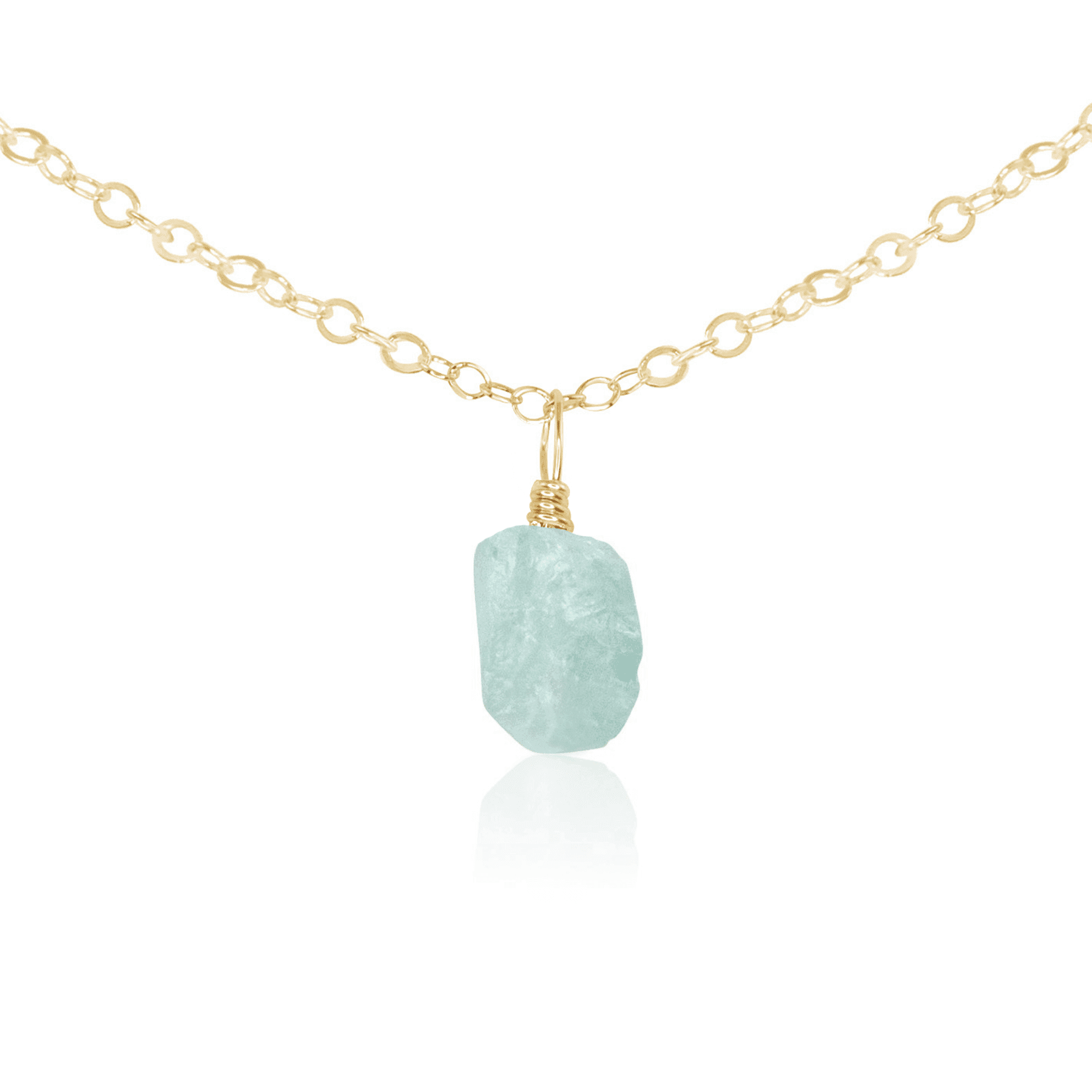 Tiny Rough Aquamarine Gemstone Pendant Choker Necklace - Natural Blue Stone Jewelry for Women - Perfect for Boho Style, Beach Wedding & Everyday Wear