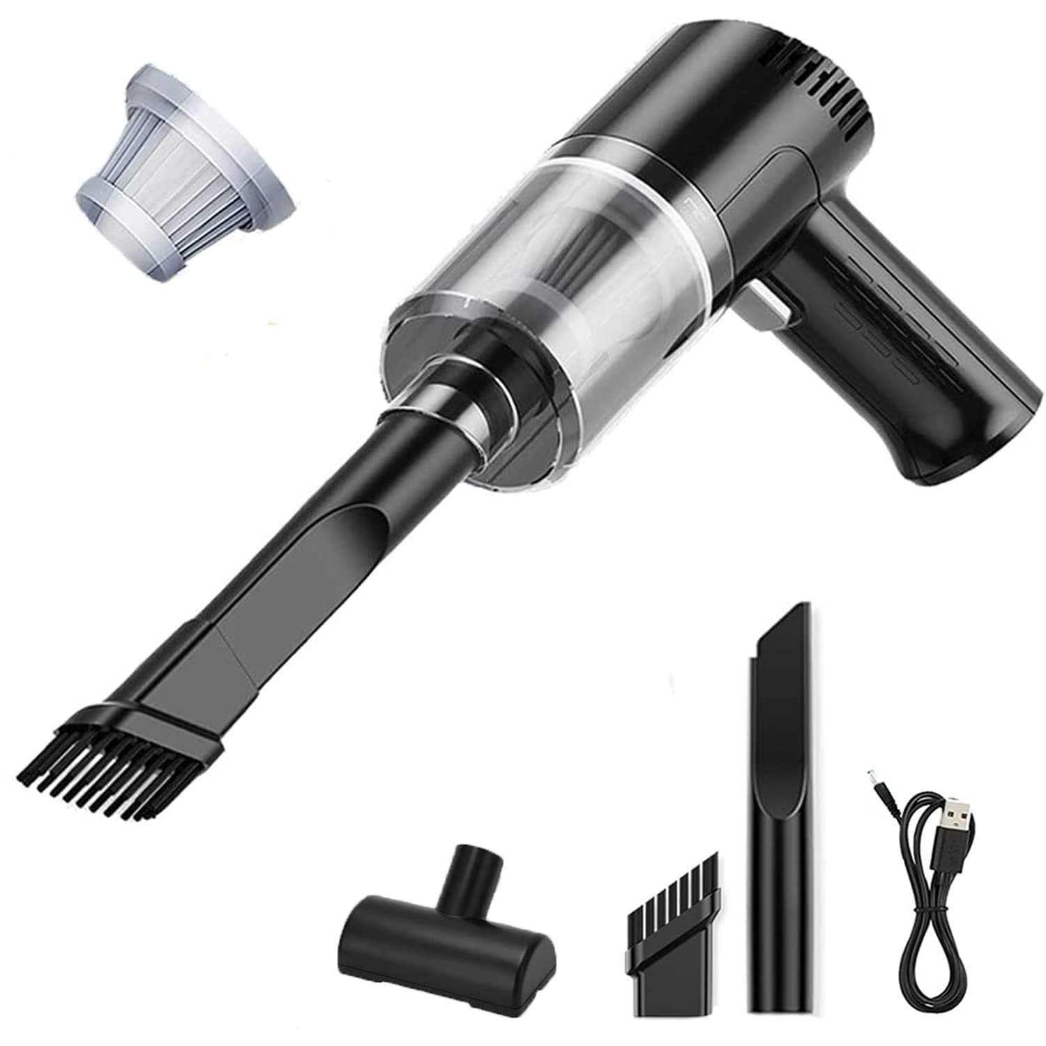 SIRUITON 9000Pa Cordless Vacuum Cleaner | Handheld Portable HEPA Filter Wet Dry Vacuum | Rechargeable Carpet & Upholstery Cleaner for Pet Hair | Perfect for Home, Car & Office Cleaning (Black)