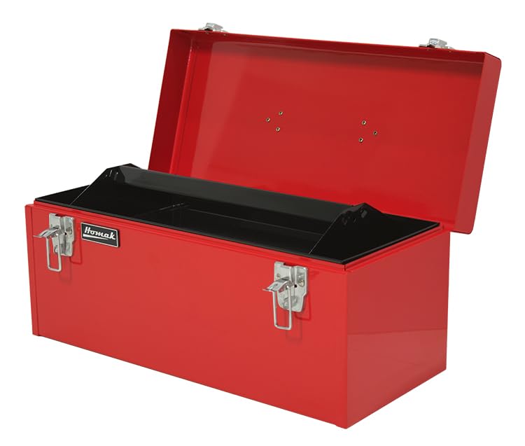 Homak 20-Inch Steel Flat Top Toolbox in Red – Heavy-Duty Storage for Tools & Equipment – Perfect for Garages, Workshops & Job Sites