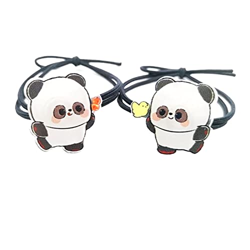 2PCS Cute Panda Hair Scrunchies - Soft Elastic Hair Ties for Women & Girls - Stretchy Hair Bands for Ponytails, Buns & Everyday Use - Adorable Animal Hair Accessories Gift