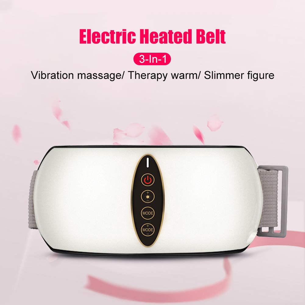 WOOLALA Heated Vibrating Abdominal Massage Belt - Therapy Waist Wrap for Back Pain Relief, Muscle Strains & Sprains - Perfect for Home, Office & Post-Workout Recovery