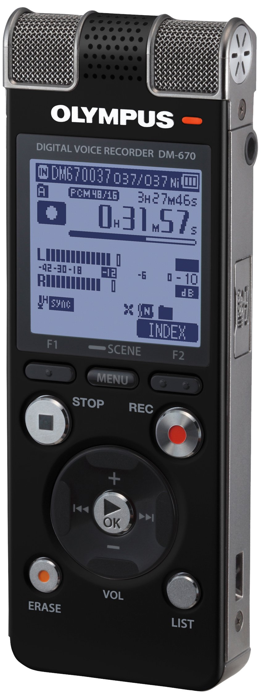 Olympus DM-670 8GB Digital Voice Recorder with CS-138 Carrying Case, Rechargeable Batteries, Stereo Earphones & USB Cable - Perfect for Lectures, Interviews & Meetings