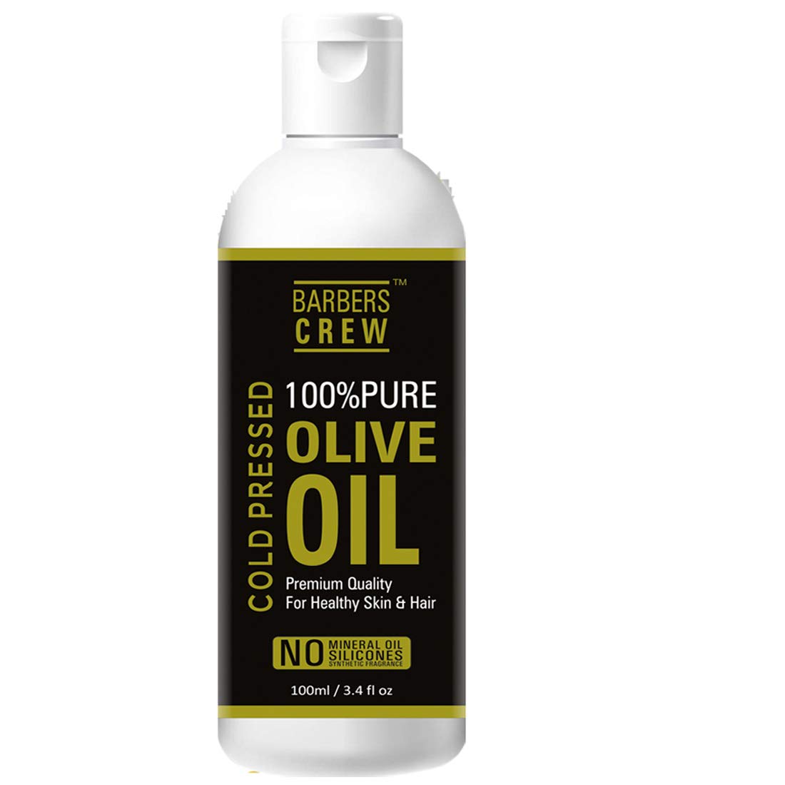 Barbers Crew 100% Natural & Organic Extra Virgin Olive Oil for Hair Growth, Skin Care & Facial Moisturizer – 100ml | Ideal for Hair Treatments, Massage & Daily Beauty Routine