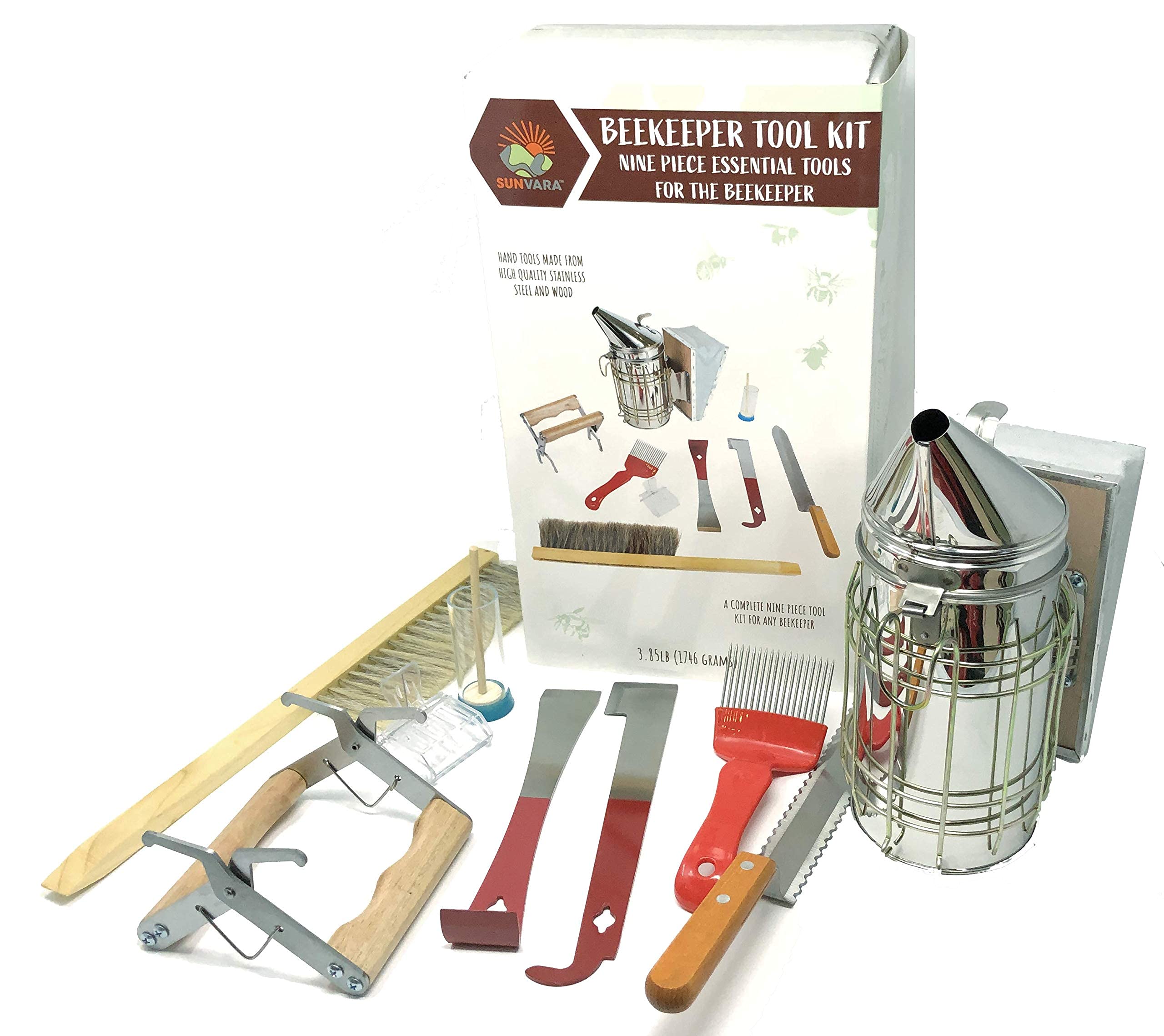 Bee Keeping Starter Kit - Essential Beekeeping Supplies & Equipment with Honey Bee Hive Tools, Bee Smoker, and Protective Gear for Beginners & Backyard Beekeepers