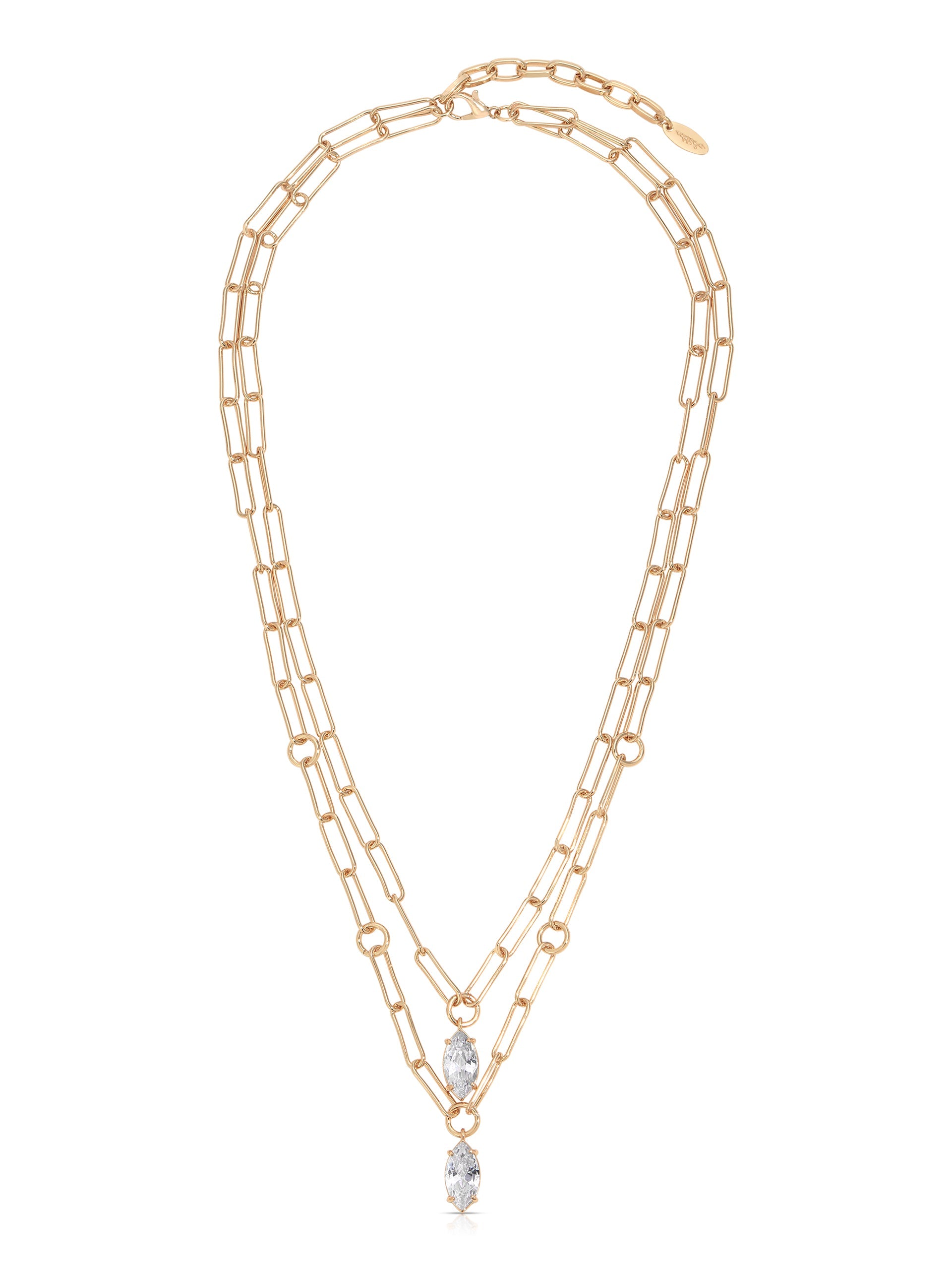 Elegant Double Layered Crystal Pendant Necklace for Women - Perfect for Weddings, Parties & Everyday Wear