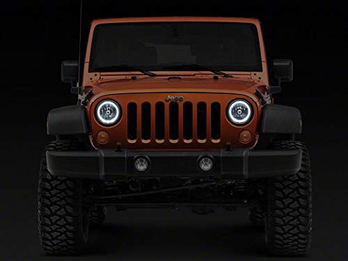 Raxiom LED Projector Headlights with Halo Rings for Jeep Wrangler JK (2007-2018) - High-Performance Off-Road Lighting Upgrade for Night Driving & Adventure