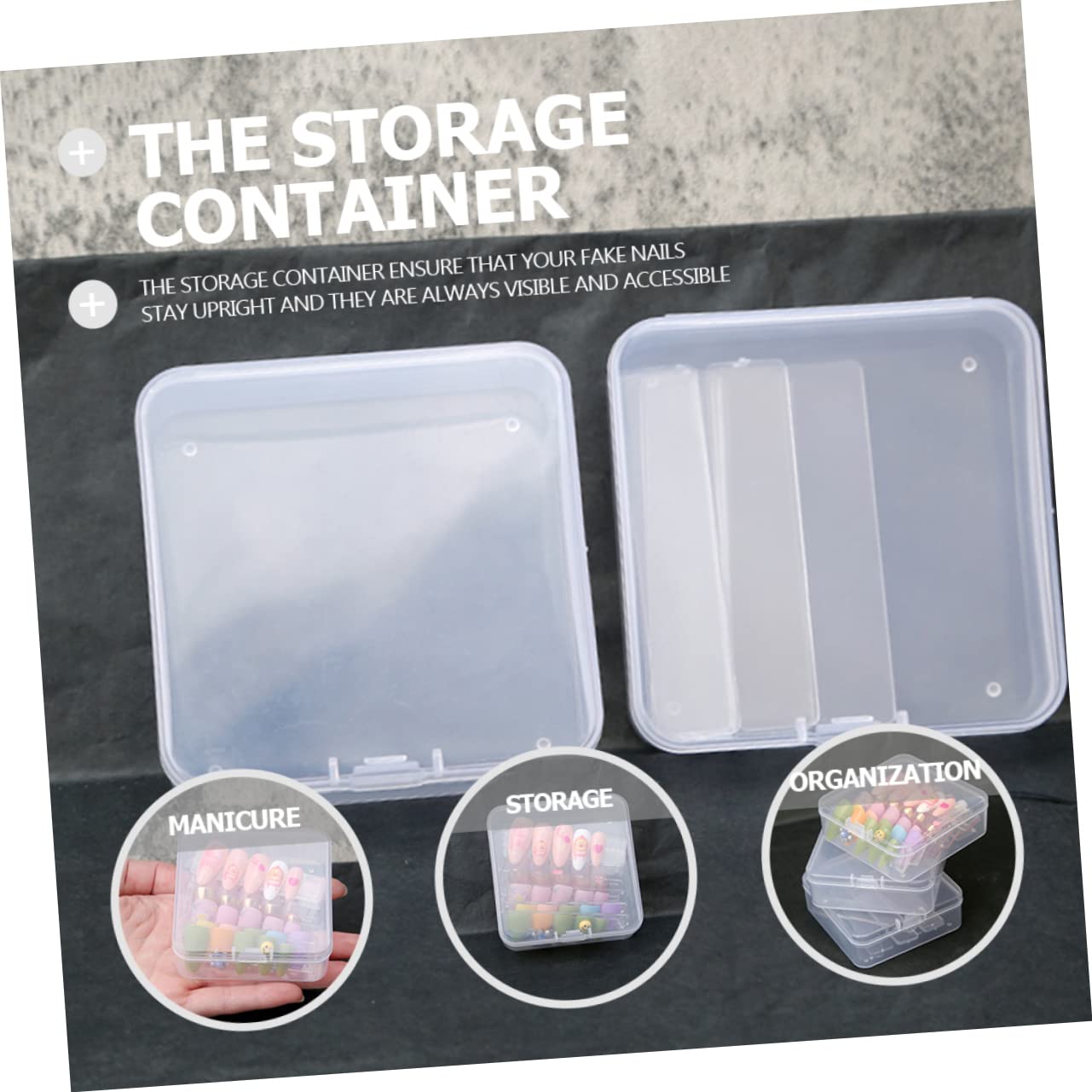 LALAFINA 2 Sets Empty Nail Tips Container - Nail Art Display Stand & Fake Nails Storage Case - Keep Artificial Nails Organized & Accessible - Perfect for Salon, Home Manicure & Nail Art Enthusiasts