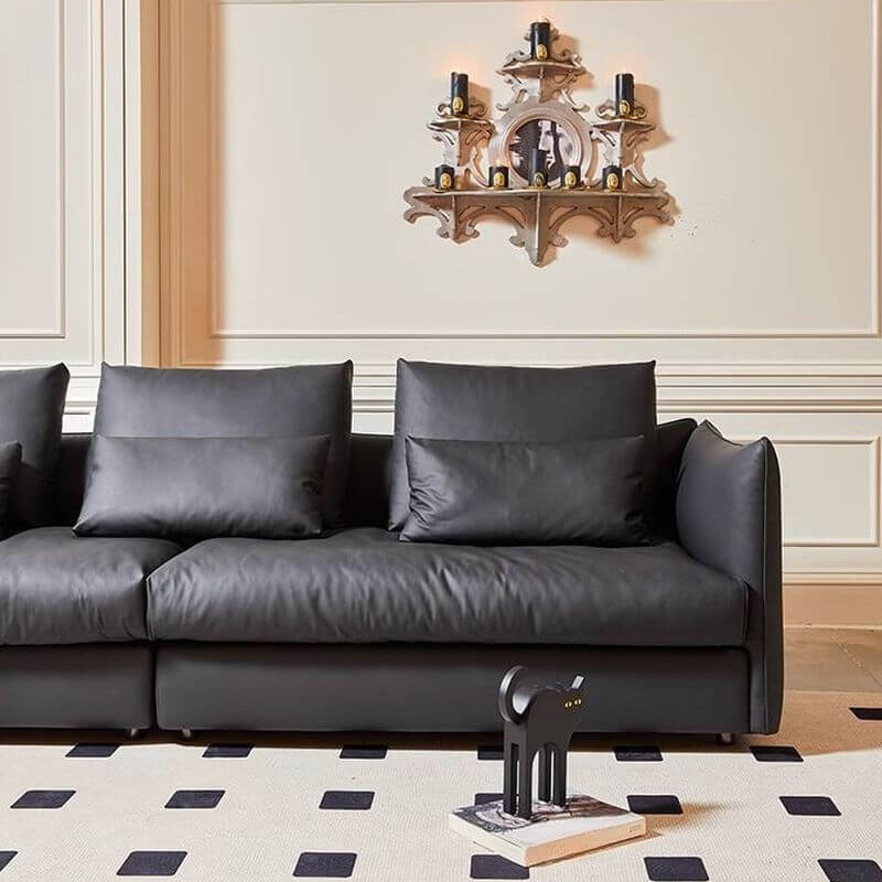 Premium Ink Standard Sofa with Armrest & Hidden Support - Modern Living Room Furniture for Home & Office Comfort