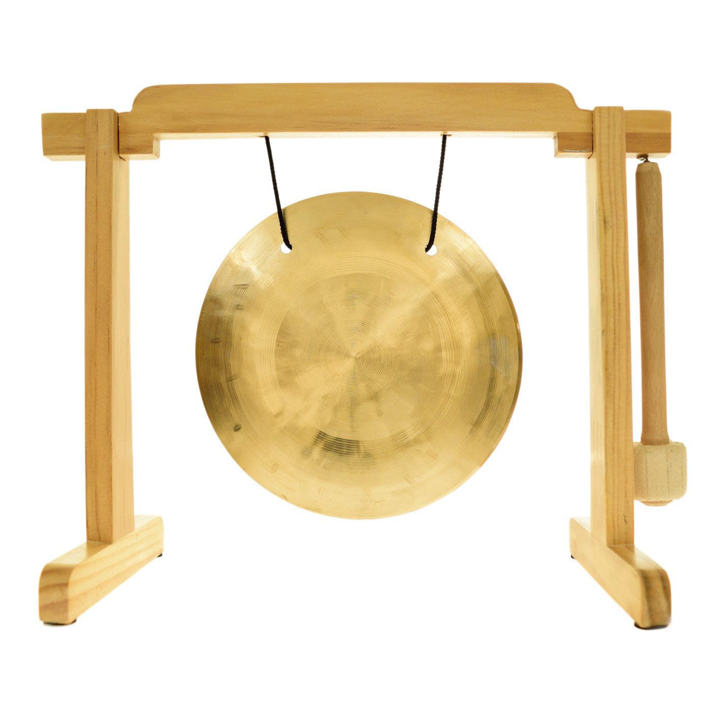 6-7 Inch Traditional Chinese Gong Set with Natural Wood Stand - Includes Gong, Mallet & Easy Assembly Gong Stand for Meditation, Yoga, Sound Therapy - Perfect for Small Spaces, Home, Office & Feng Shui Decor