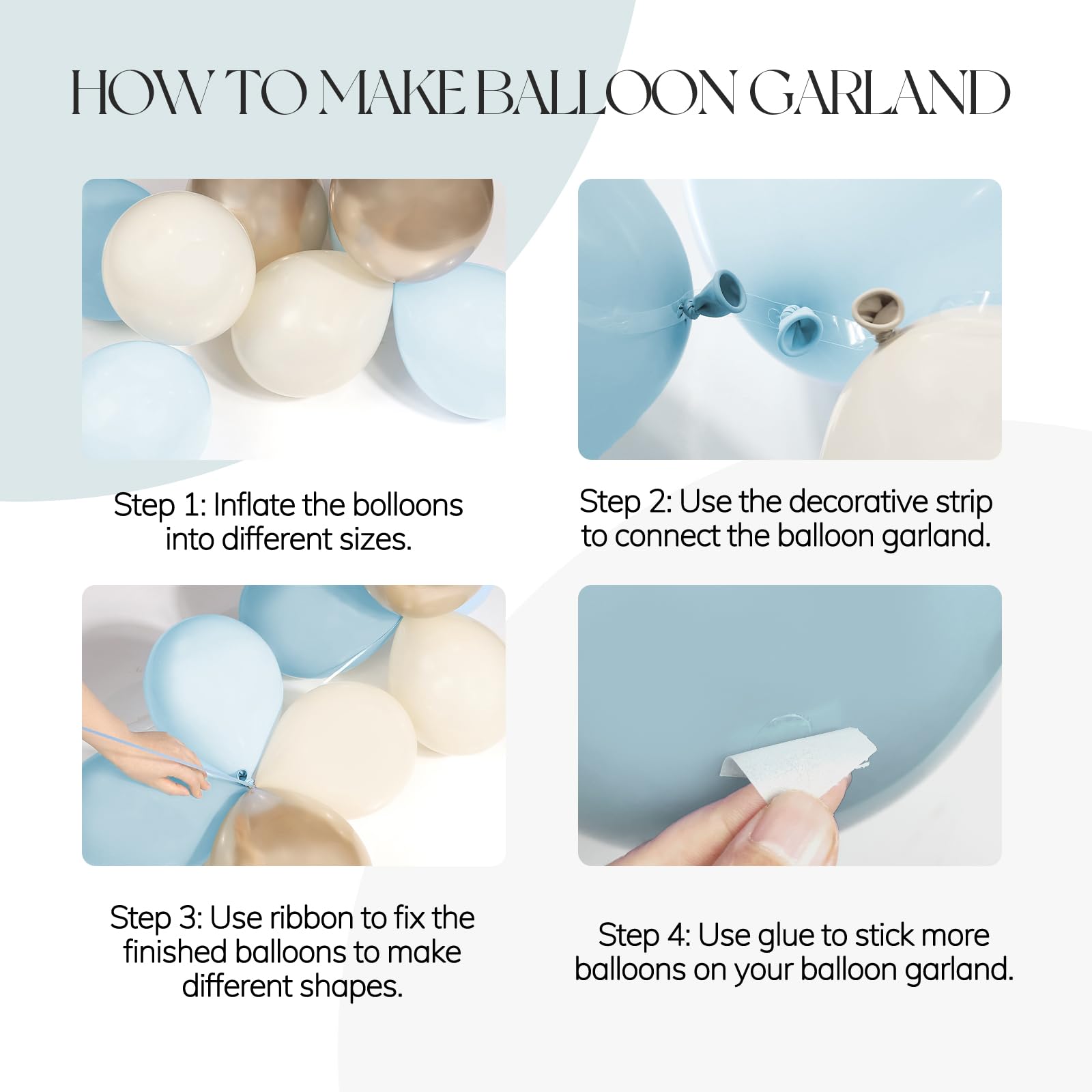 138Pcs Dusty Blue Balloons Arch Garland Kit - Baby Blue, Sand White & Metallic Gold Balloons for Bridal Shower, Gender Reveal, Birthday & Baby Shower Decorations - Perfect for Party Backdrops, Photo Booths & Wedding Centerpieces