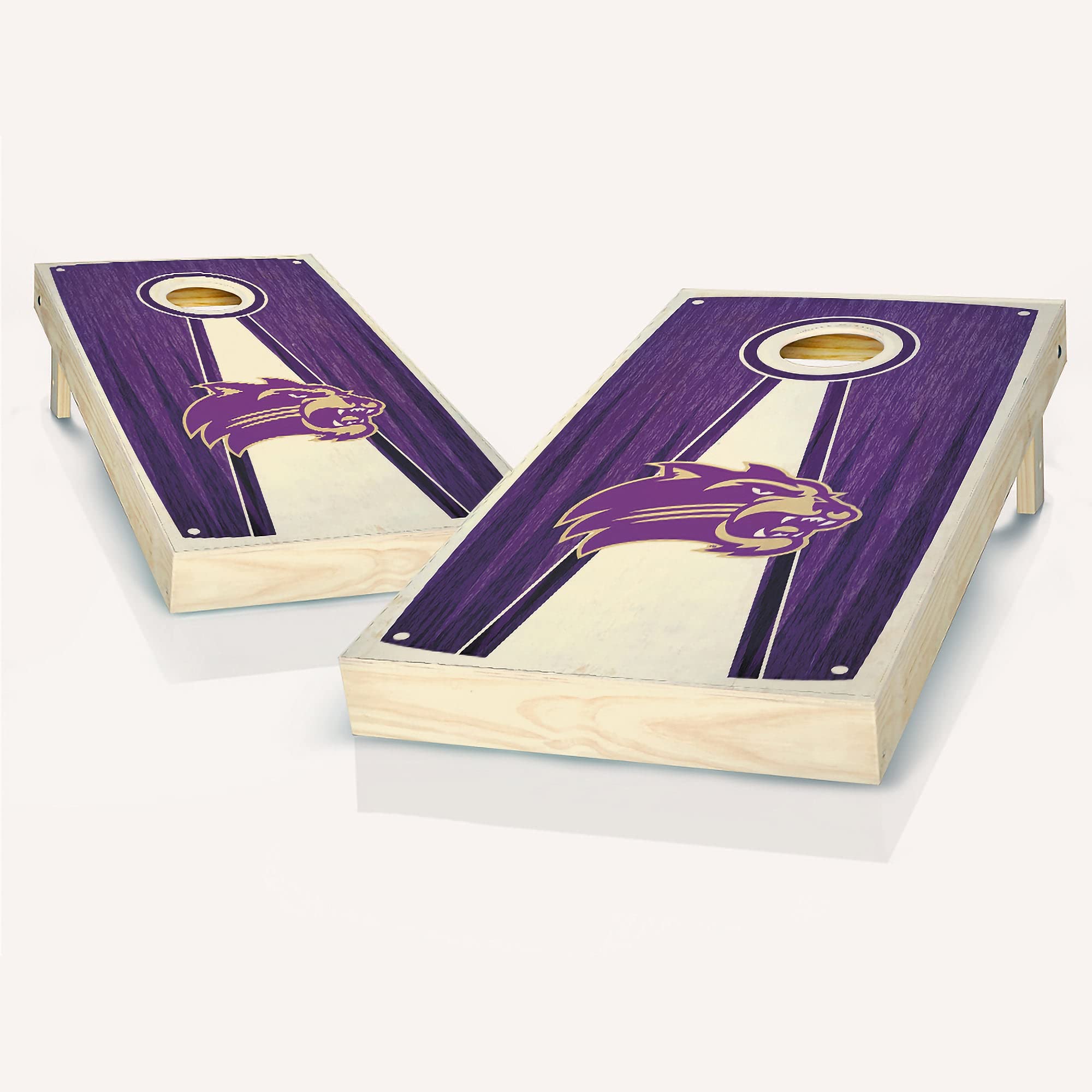Premium Western Carolina Stained Pyramid Cornhole Game Set - 2 Wooden Boards & 8 Bean Bags for Outdoor Tailgating, Backyard Parties, and BBQ Events