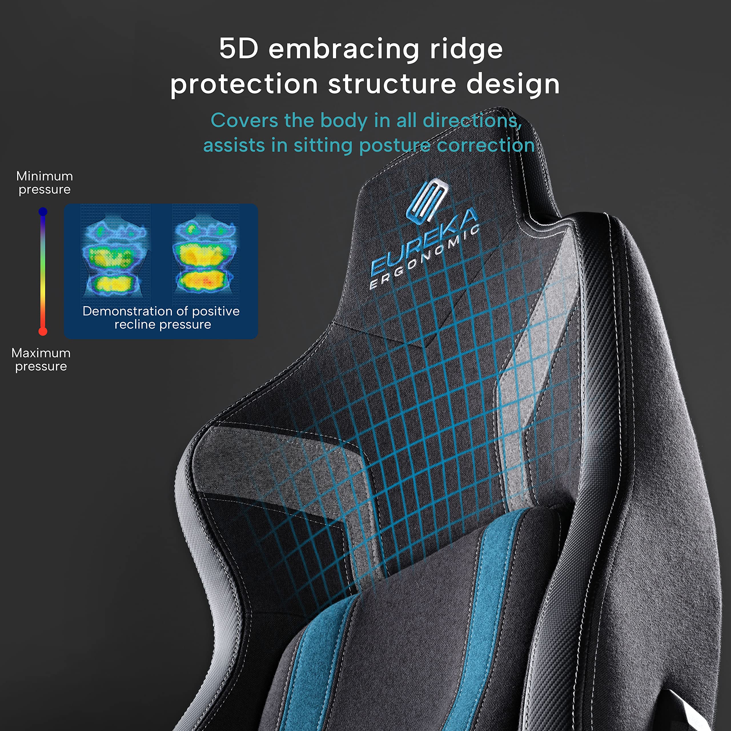 EUREKA ERGONOMIC Gaming Chair - High Back Ergonomic Office Chair with Lumbar Support & 4.3in Thick Seat Cushion, Computer Gamer Chair for Adults, Blue (Python II) - Perfect for Esports, Streaming & Long Gaming Sessions
