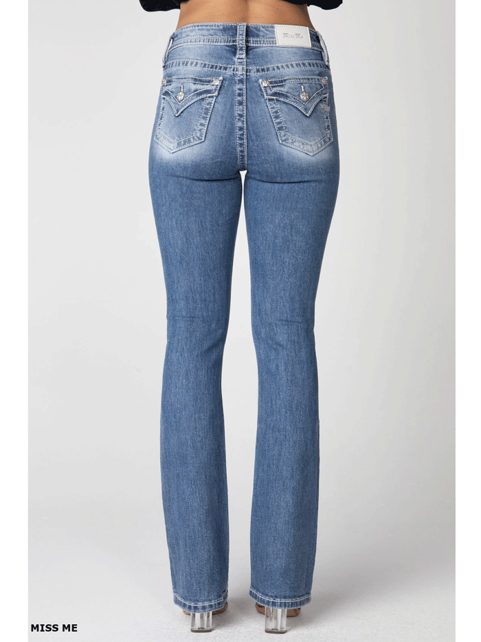 Miss Me H3636B106 Women's High Rise Bootcut Jeans in Light Blue - Perfect for Casual Wear, Work & Night Out