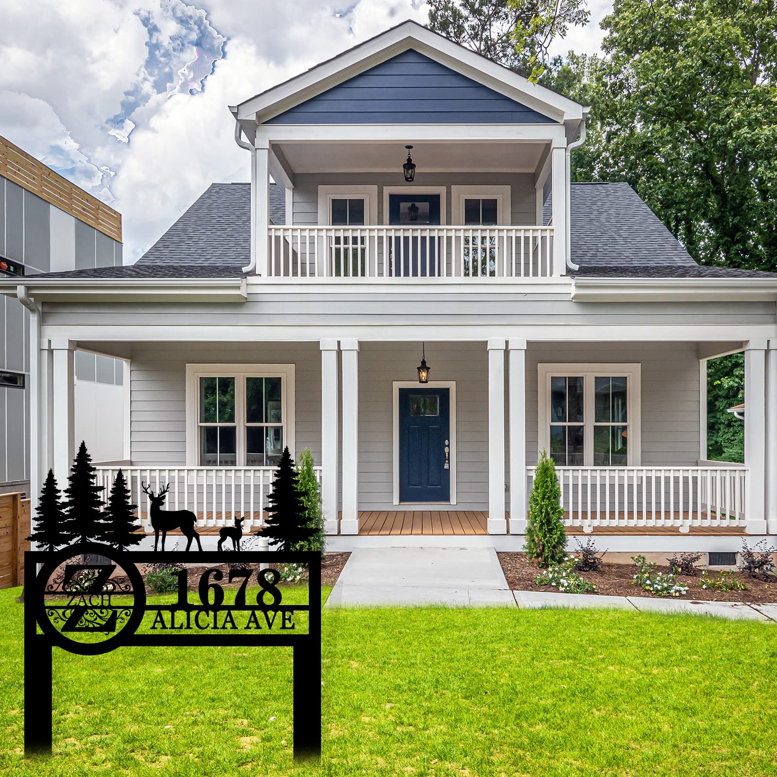 Custom Metal House Number Sign - Personalized Yard Address Sign with Stakes - Durable Outdoor Home Plaque for House Number Display & Curb Appeal Enhancement | Perfect for Front Yard, Garden, or Driveway Entrance