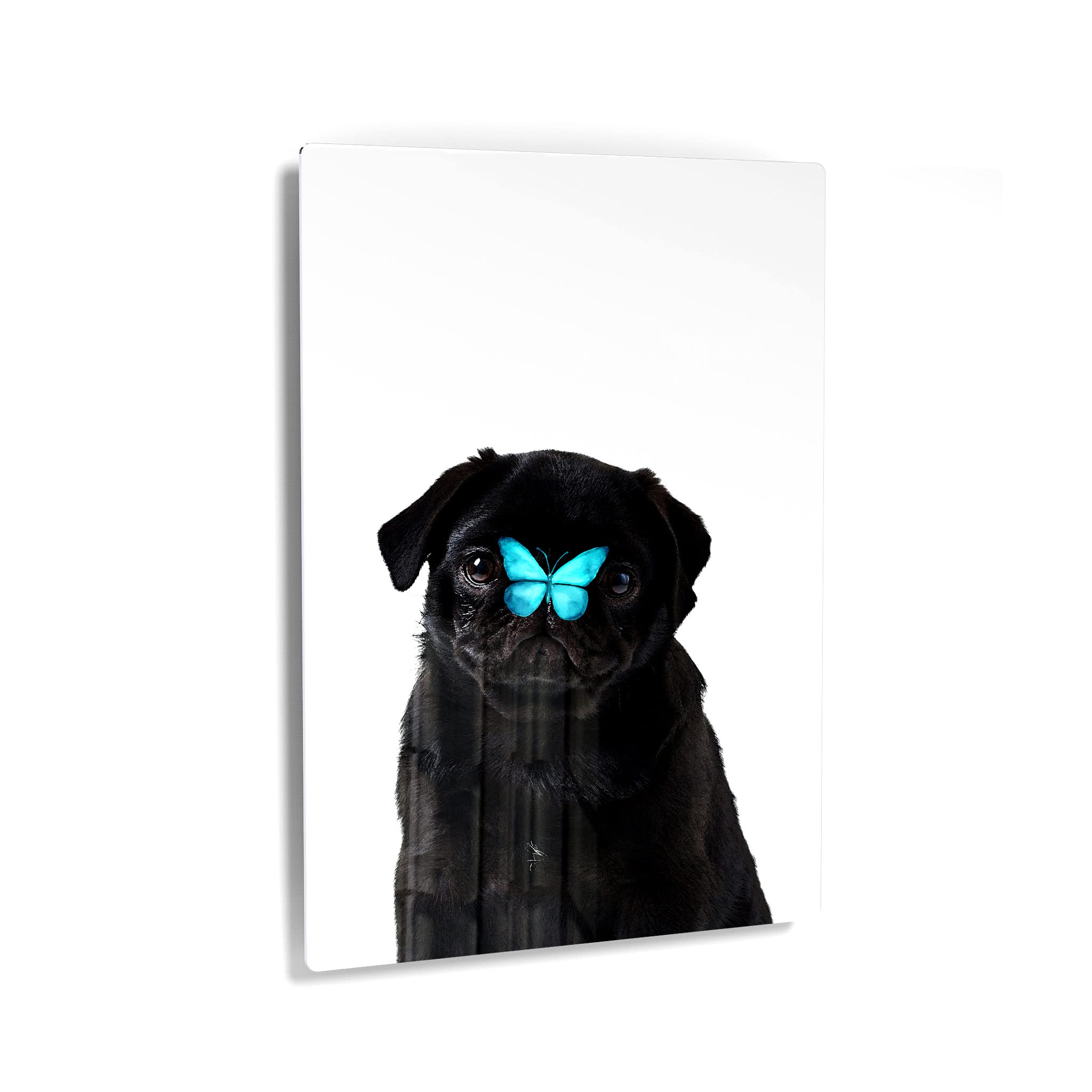 French Bulldog Portrait with Blue Butterfly - Metal Wall Art Print for Pet Lovers, Dog Owners & Parents - Unique Gift for Living Room, Bedroom, Nursery Decor - Made in USA (12x8 Inches) - Perfect for Home, Office & Pet-Friendly Spaces