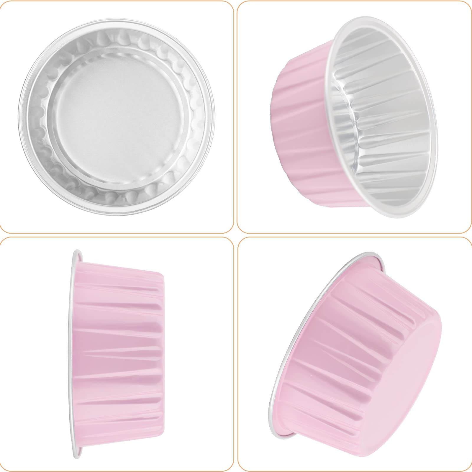 EUSOAR 50pcs 5oz Disposable Aluminum Foil Cupcake Liners & Muffin Baking Cups - 5 Color Mixed Set for Desserts, Cakes & Party Treats - Perfect for Home Baking, Birthday Parties & Holiday Cooking