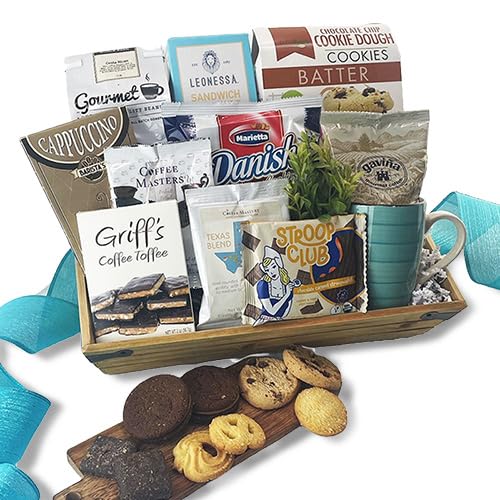 Premium Cafe Amore Coffee Gift Basket - Gourmet Coffee Sampler with Biscotti & Chocolate - Perfect for Holidays, Birthdays & Corporate Gifting