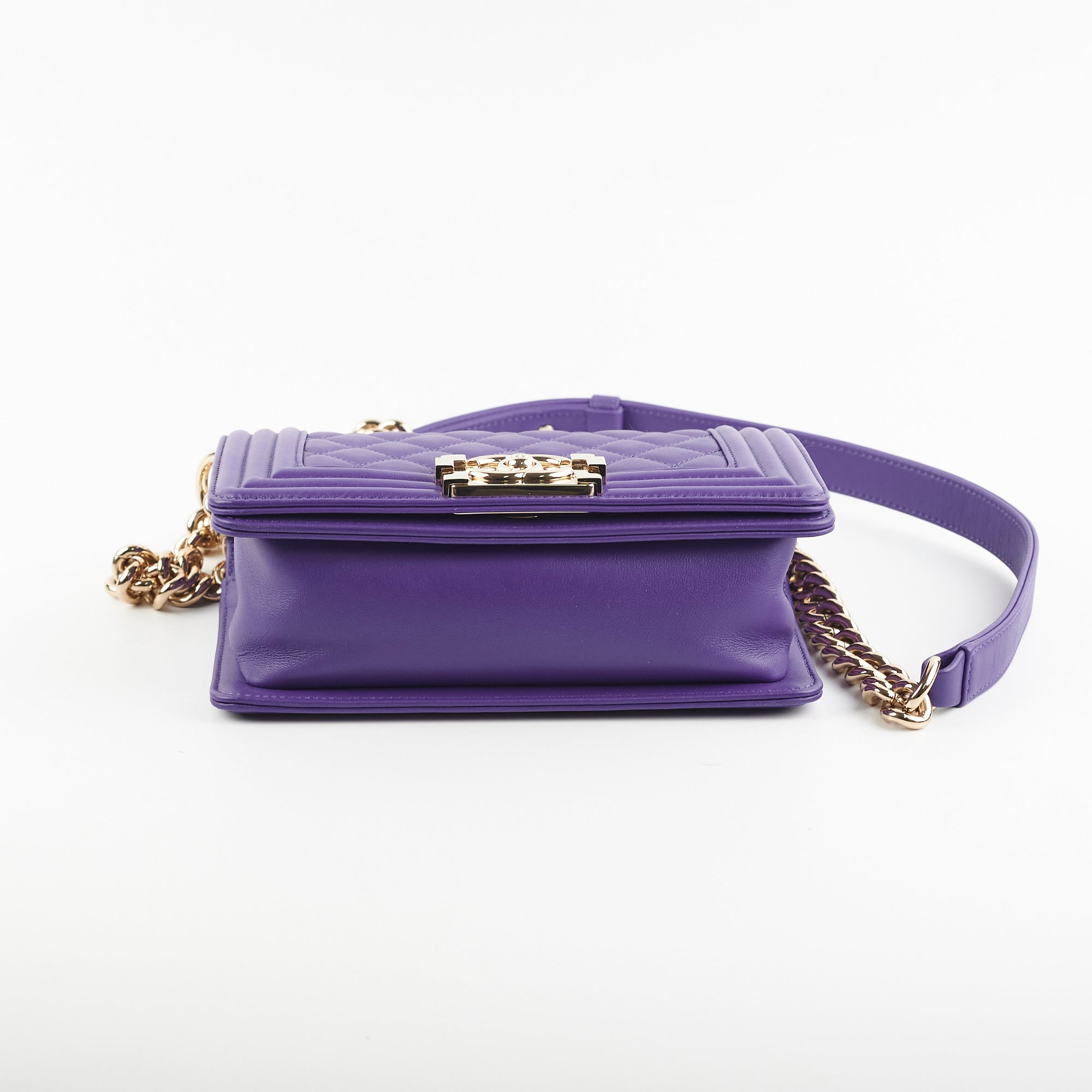 Chanel 19k Small Boy Quilted Purple Leather Crossbody Bag - Luxury Designer Handbag for Women, Perfect for Parties, Dating & Daily Use