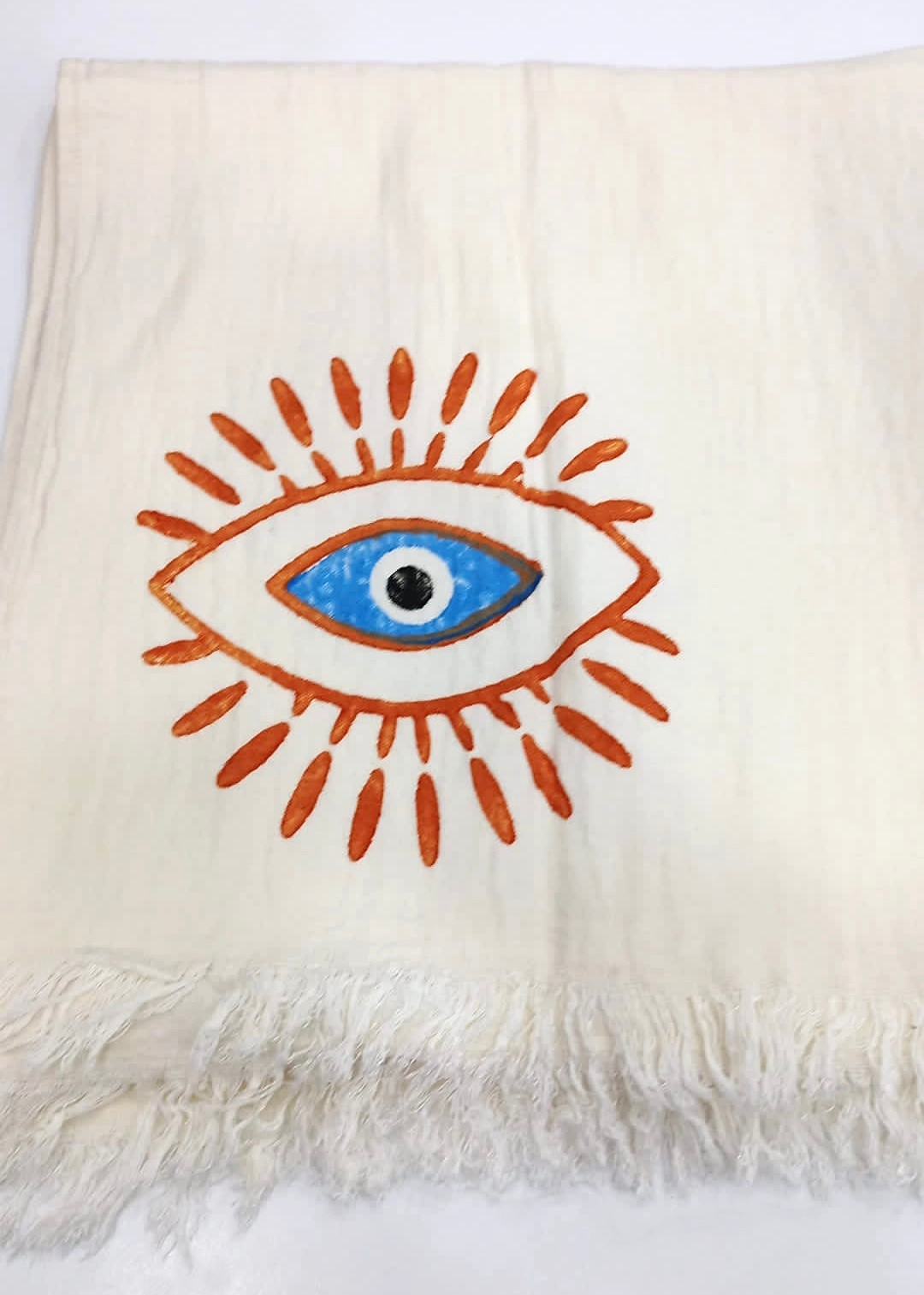 Premium Muslin Towel with Evil Eye Design - Soft & Absorbent for Baby, Beach & Travel - Perfect for Bath, Swim & Yoga