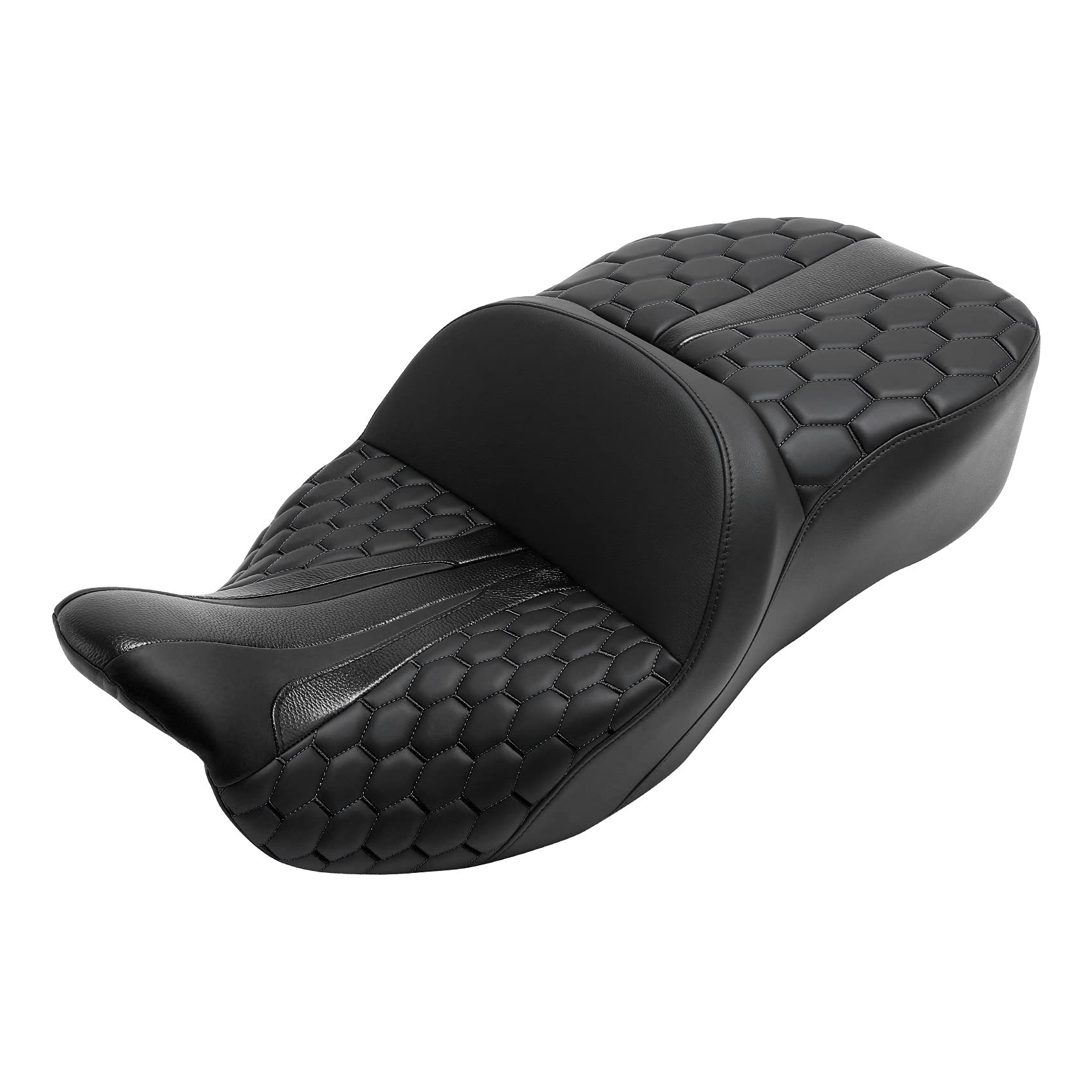 **C.C. RIDER Motorcycle Passenger Seat for Harley Touring Models (2009-2023) – Universal Fit for Road King FLHR, Street Glide FLHX, Road Glide FLTRX & Electra Glide FLHT – Comfortable 2-Up One-Piece Design with Bagger Comb Straps – Perfect for Long Rides & Road Trips**