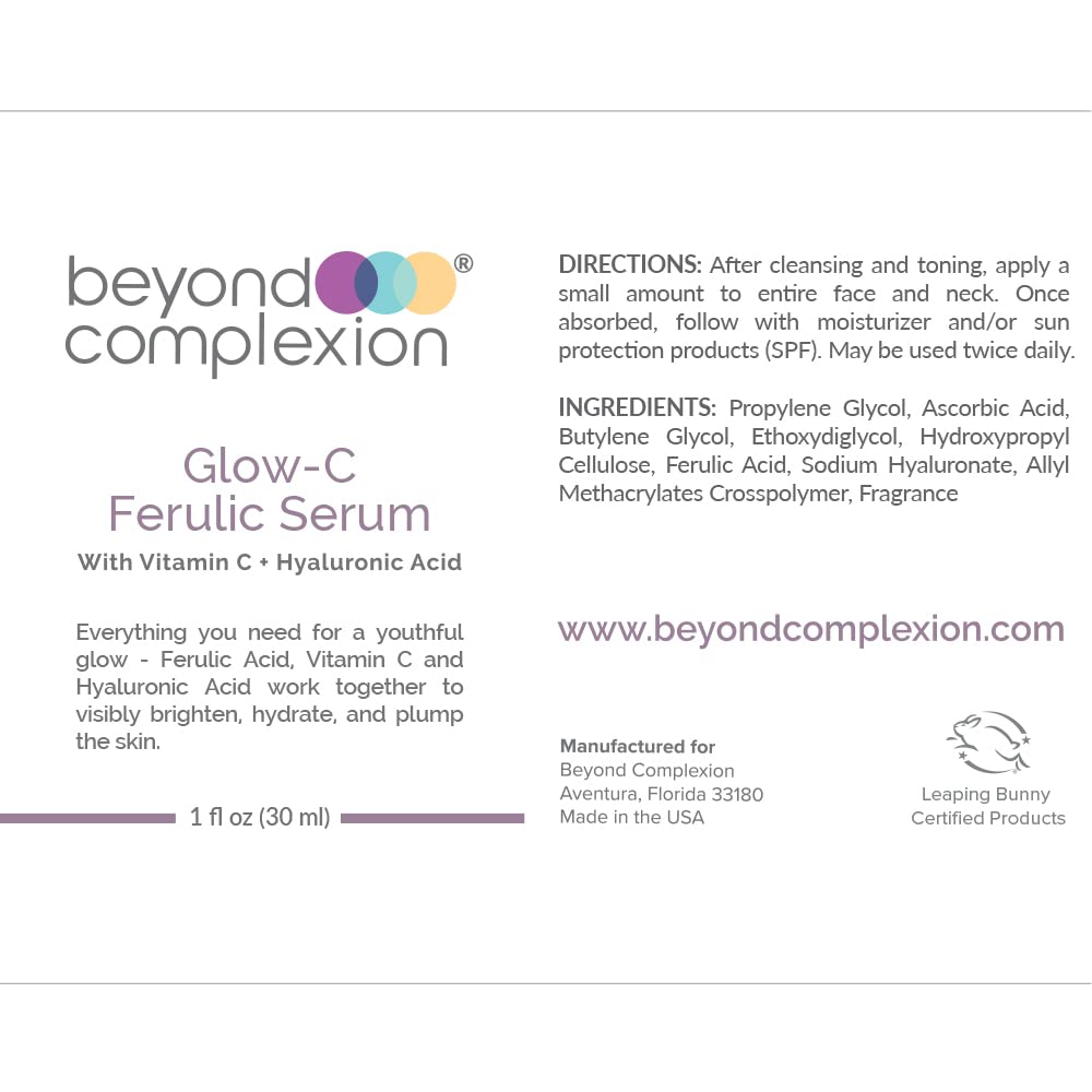 Glow-C Ferulic Serum with Vitamin C & Hyaluronic Acid - Brightening Anti-Aging Face Serum for Dark Spots & Wrinkles - Day & Night Skincare Routine