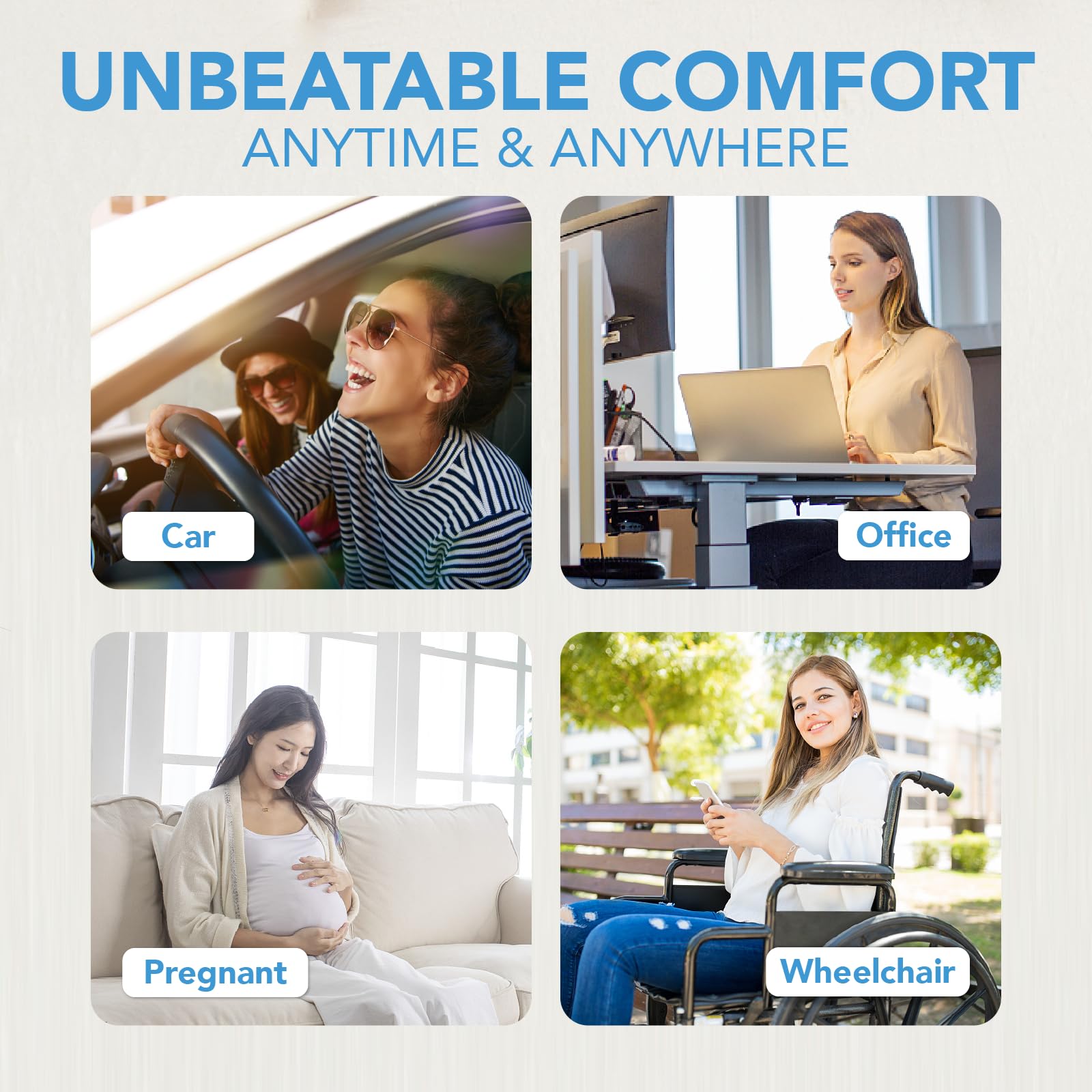 Premium Memory Foam Car Seat Cushion for Long Drives - Ergonomic Back & Hip Support - Universal Fit for Cars, Trucks & Office Chairs (Black) | Perfect for Commuting, Road Trips & Work Comfort