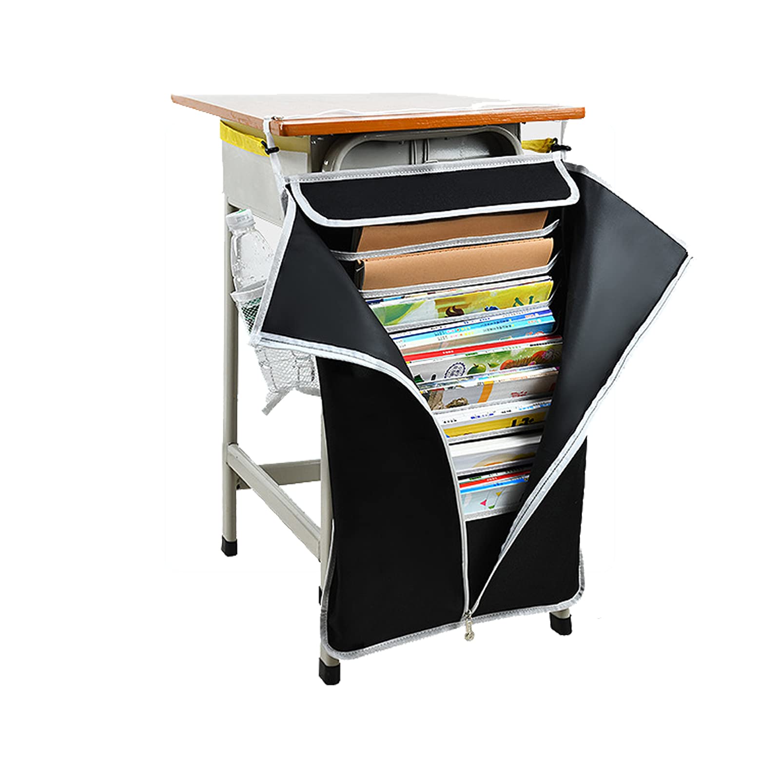 Oxford Heavy Duty Hanging Desk Organizer with Water Bottle Holder, Pen Pockets & File Storage - Black Zippered Classroom Caddy for Papers, Supplies & Office Essentials | Perfect for Teachers, Students & Home Office Organization