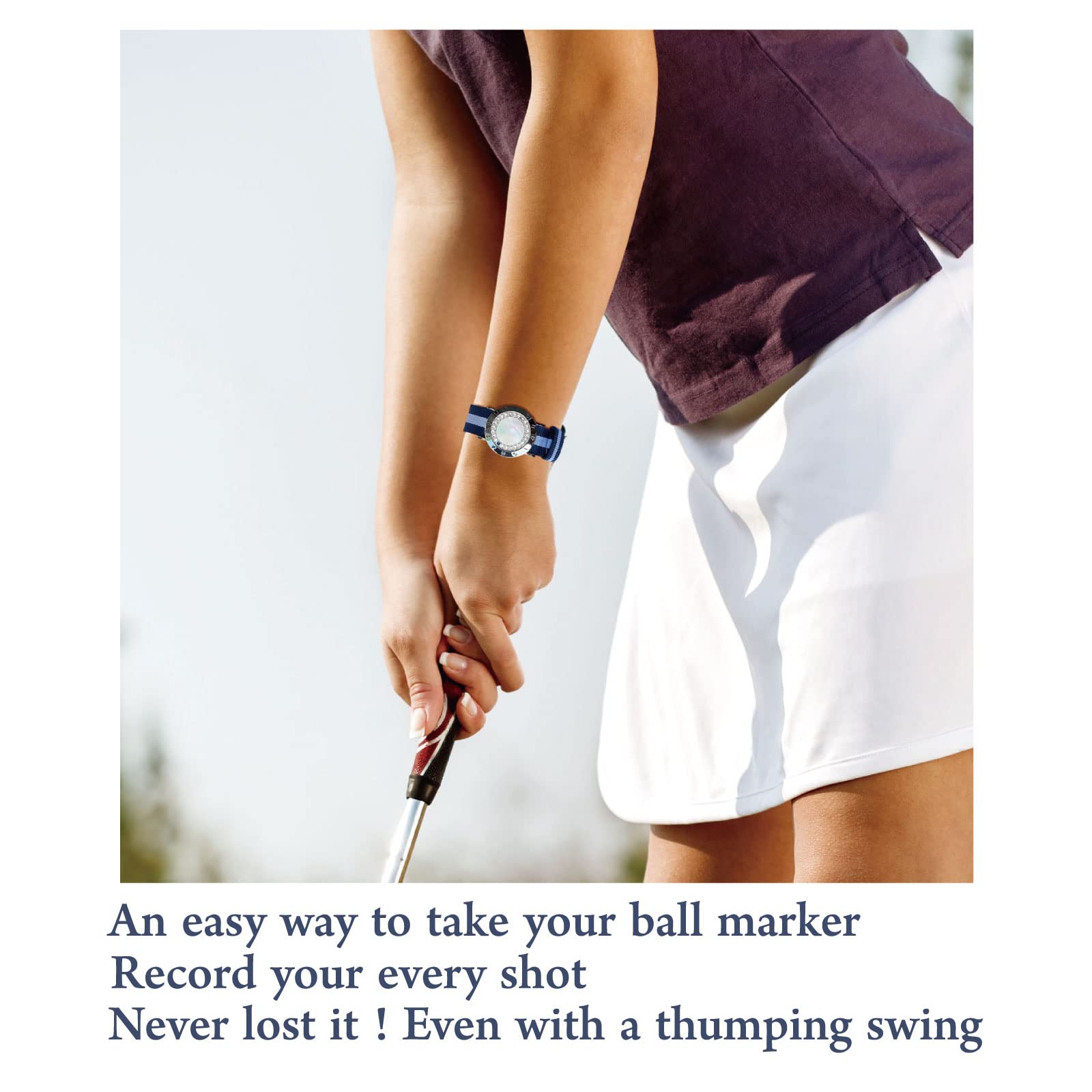 Golf Ball Marker with Stroke Counter Bracelet - Pearl Crystal Ball Marker for Women | Golf Accessories & Gifts | Perfect for Tracking Scores & Enhancing Your Golf Game