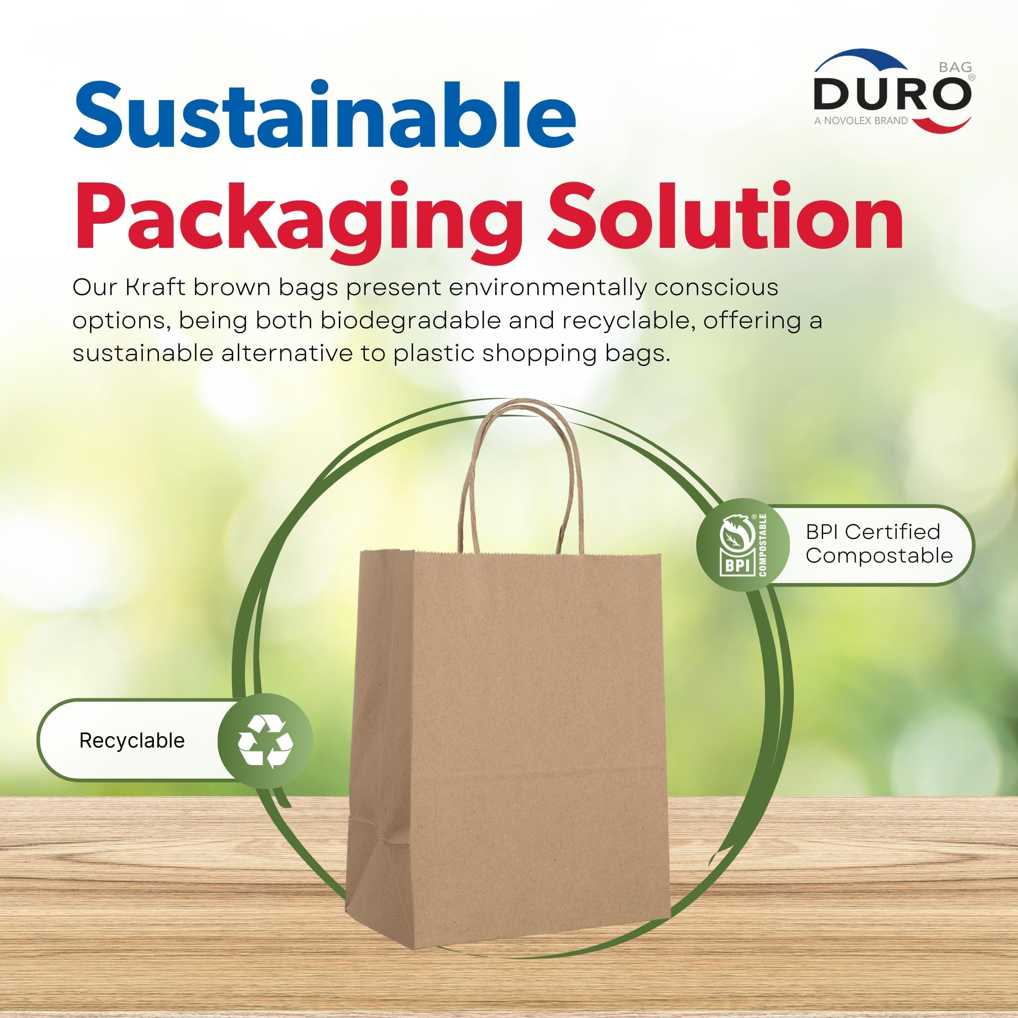 Durable 60# 8x4.5x10.25 Brown Kraft Paper Bags with Handles - Pack of 250 for Small Business, Retail Shopping, Party Favors, Gift Packaging & Craft Projects | Perfect for Holidays, Weddings & Eco-Friendly Shopping