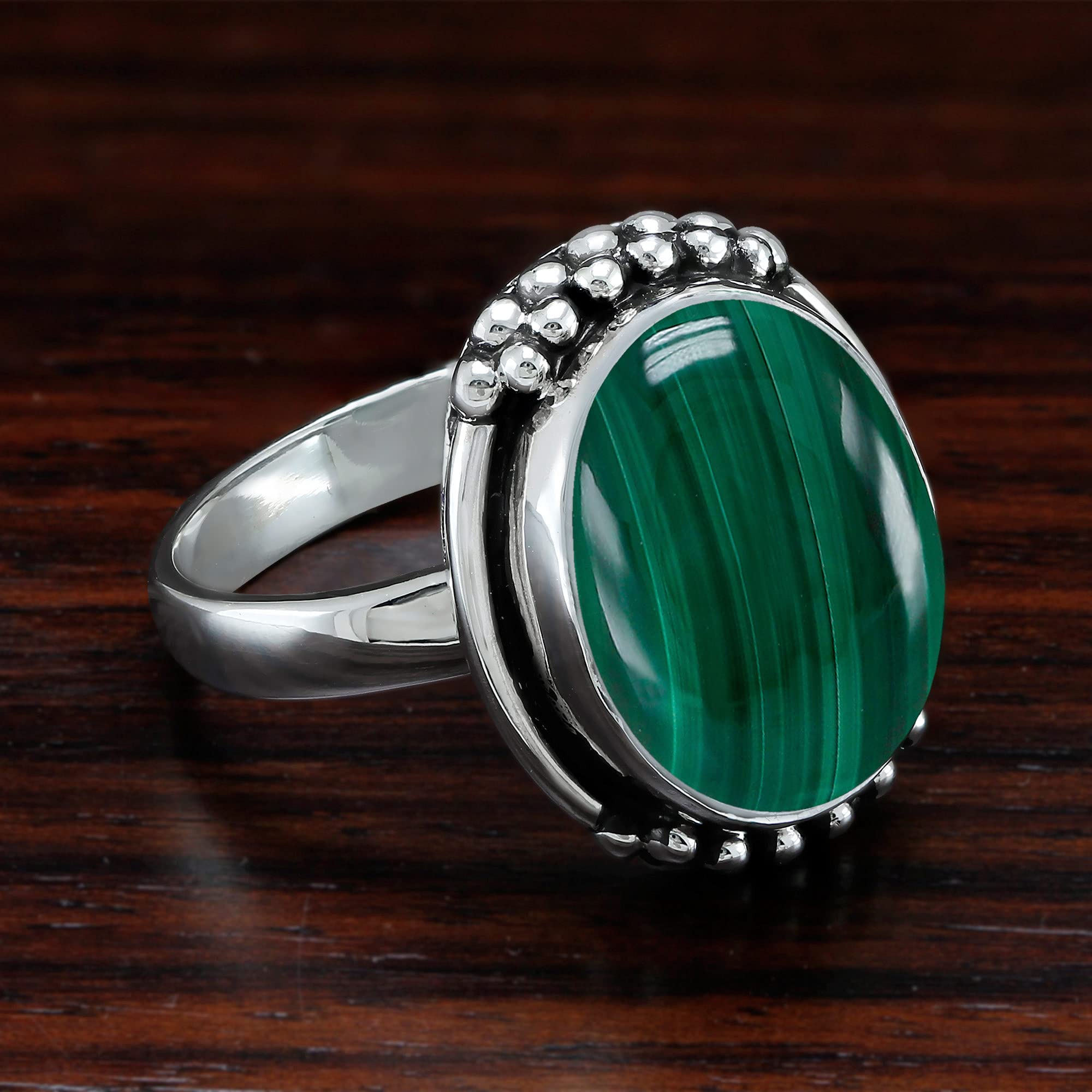 TISHAVI Sterling Silver 7.90Ct Oval Natural Gemstone Birthstone Ring for Women - Perfect Mother's Day, Birthday & Anniversary Gift for Mom, Wife - Elegant Jewelry for Special Occasions & Everyday Wear
