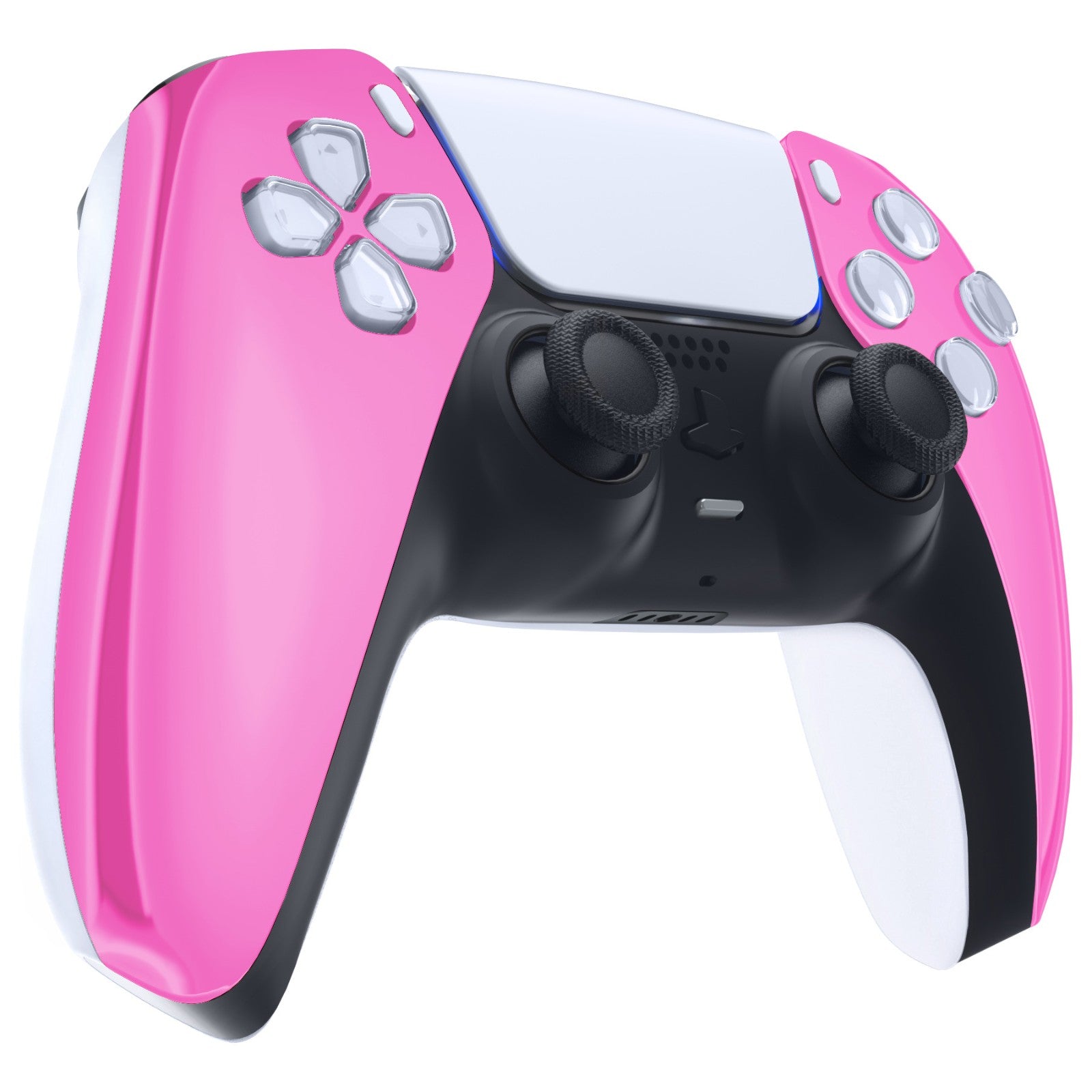 eXtremeRate PS5 Controller Front Housing Shell Replacement - Compatible with BDM 010/020/030/040/050 - Chrome Pink Glossy Finish - Perfect for Custom Gaming Setup & Controller Repair